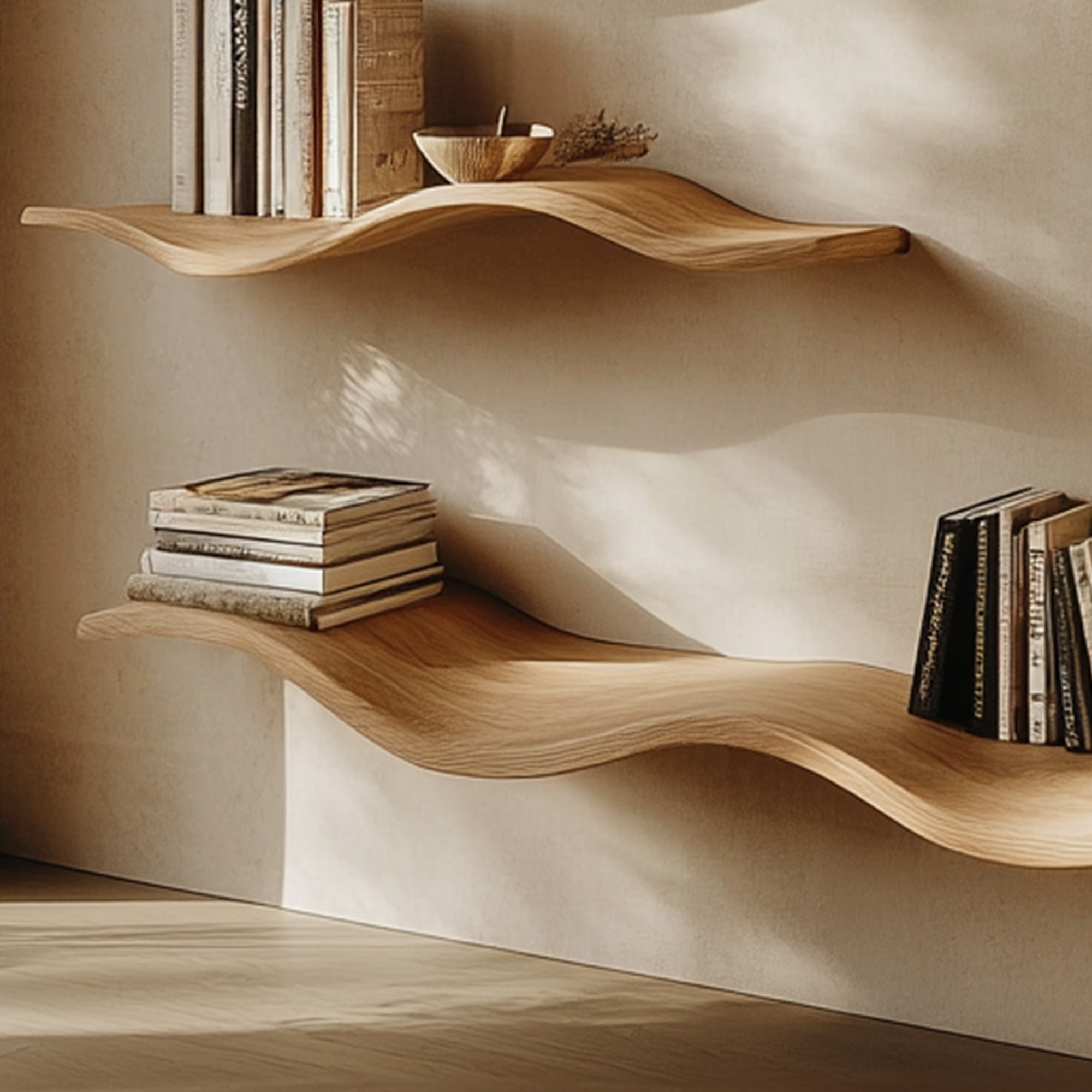 Oak Wavy Floating Shelf Custom Floating Shelf