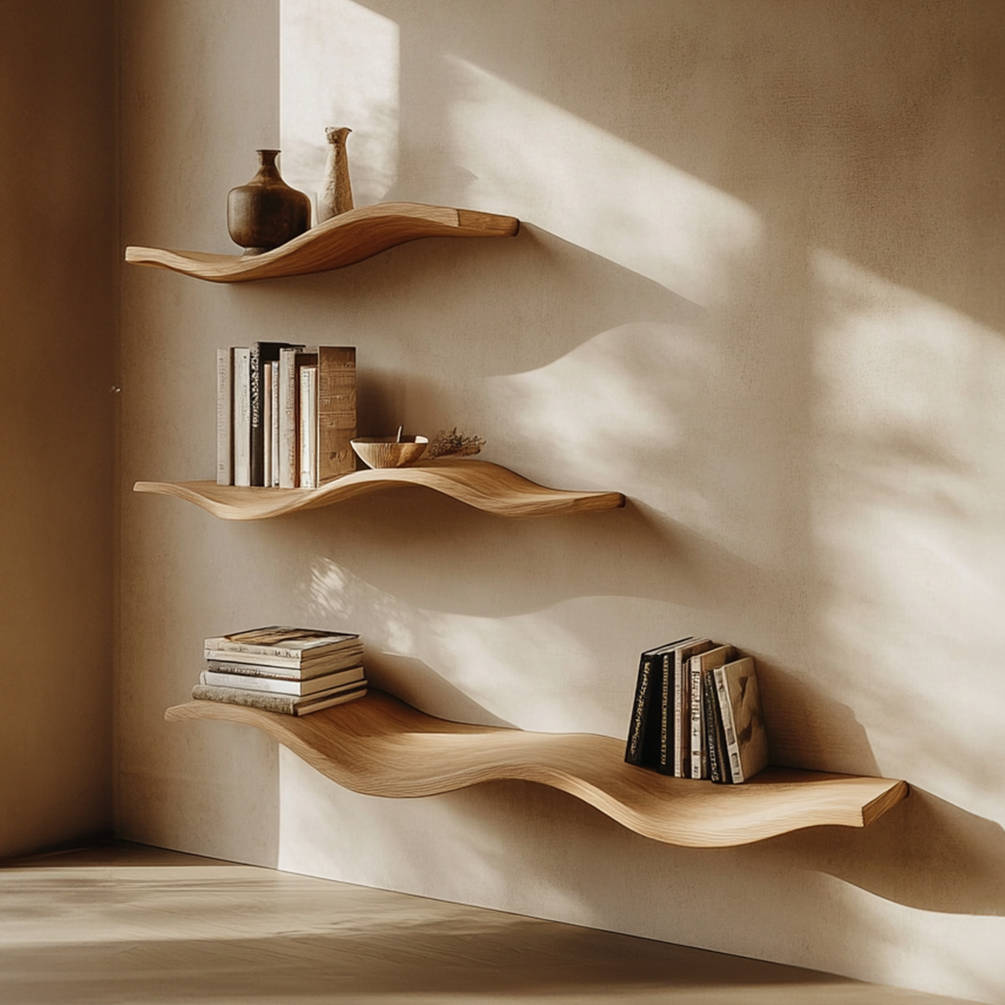 Oak Wavy Floating Shelf Custom Floating Shelf
