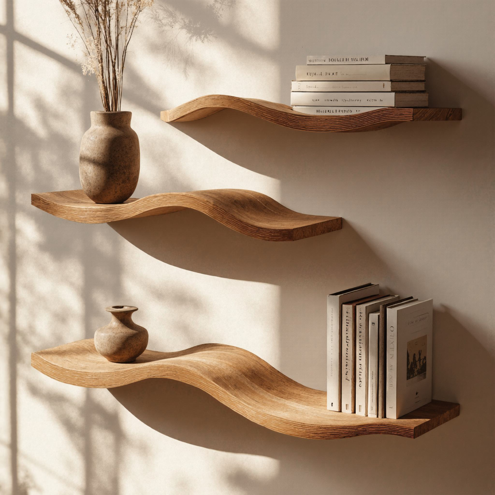 Wavy Floating Shelves Live Edge Oak Floating Shelf