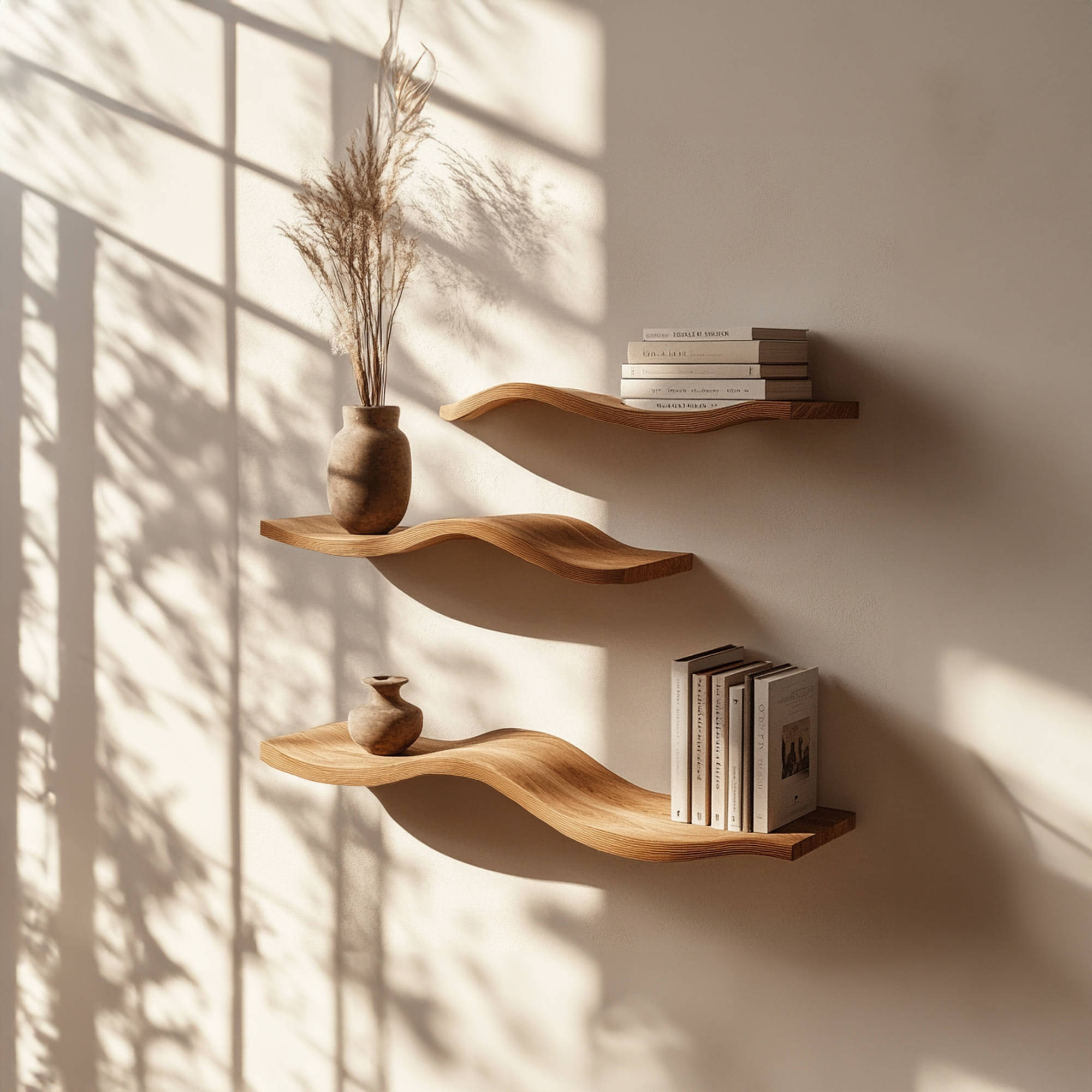 Wavy Floating Shelves Live Edge Oak Floating Shelf