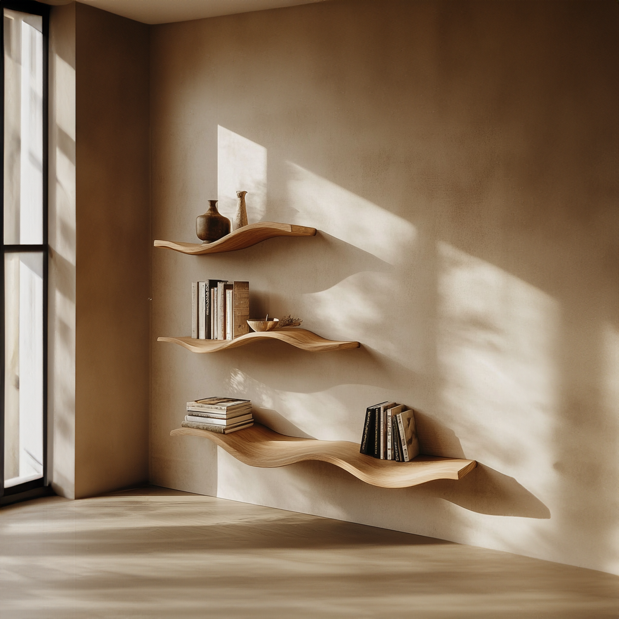 Oak Wavy Floating Shelf Custom Floating Shelf
