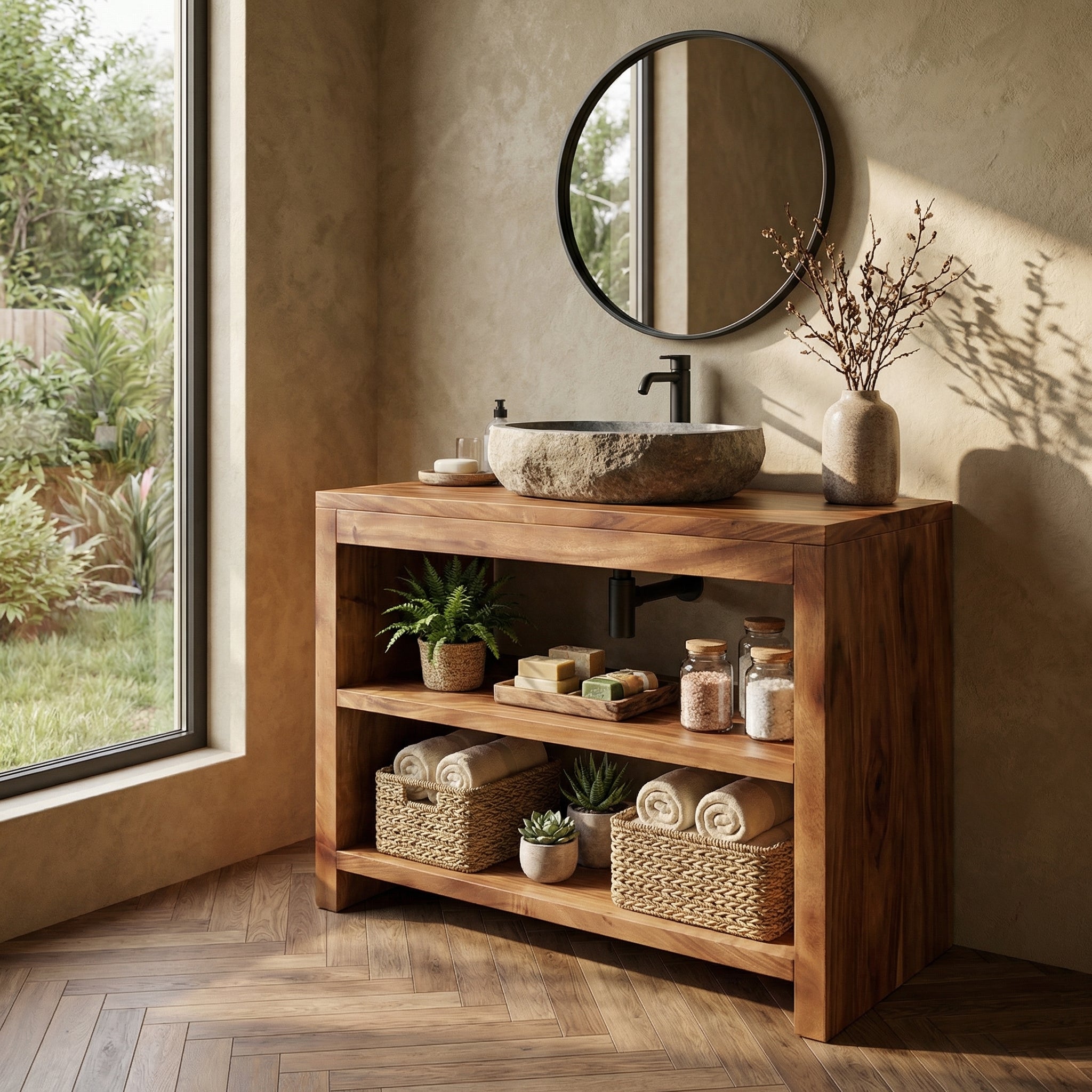 Custom Reclaimed Wood Vanity Bathroom