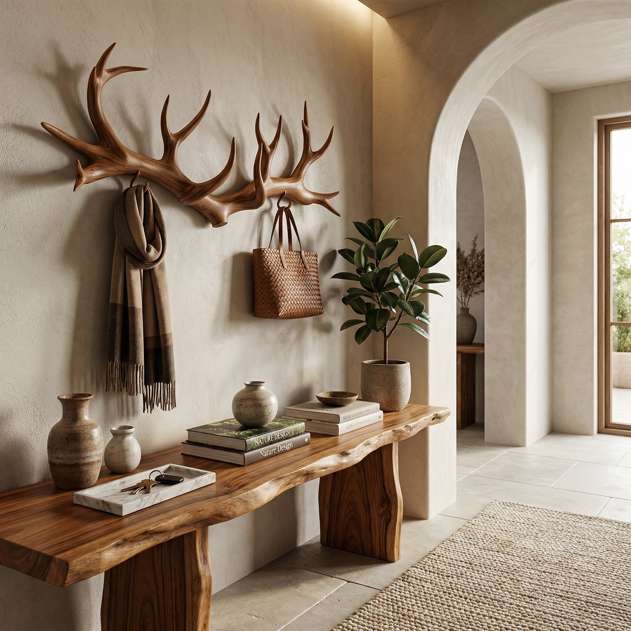 Antler Coat Rack Rustic Wood Wall Hanger Custom Gift
