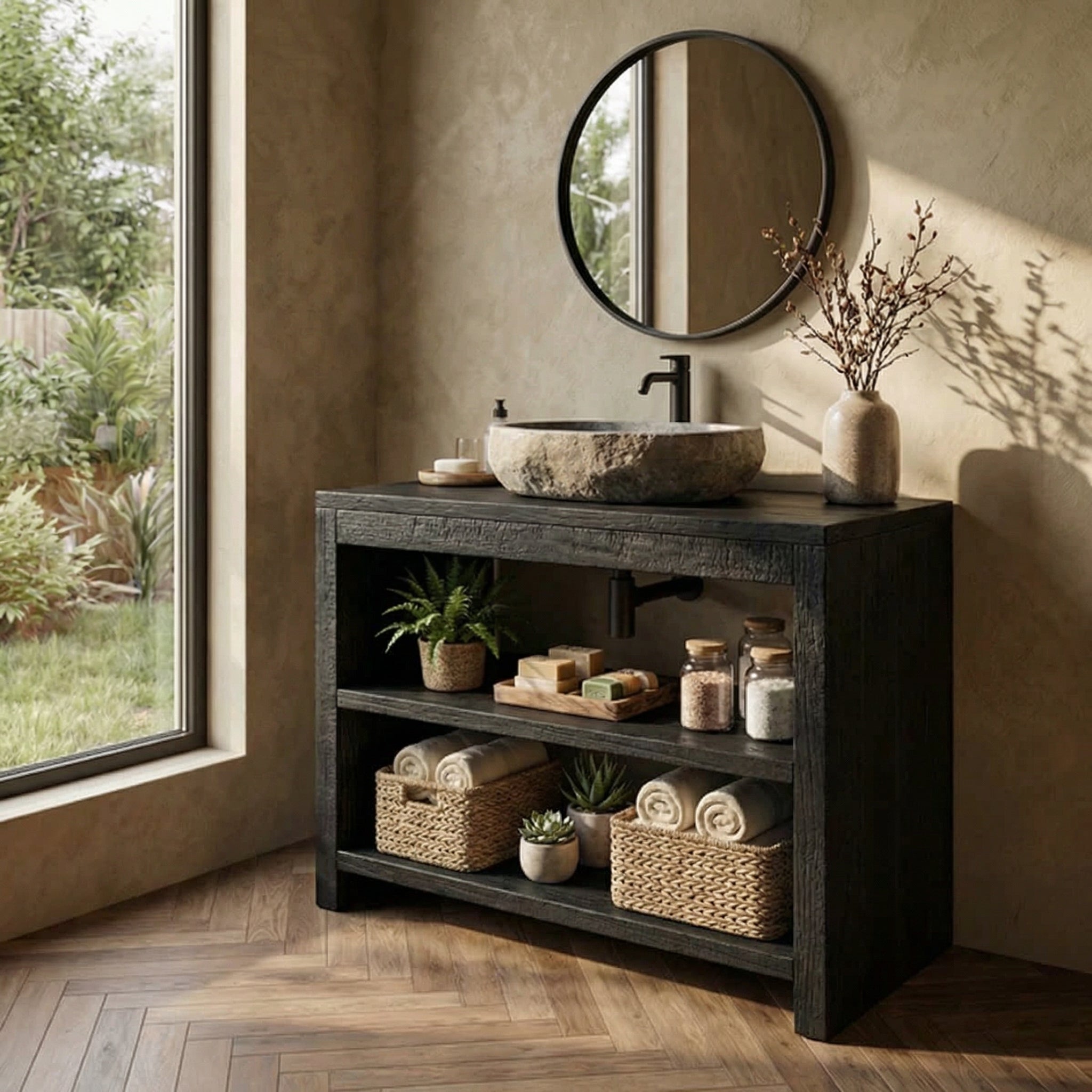 Custom Reclaimed Wood Vanity Bathroom