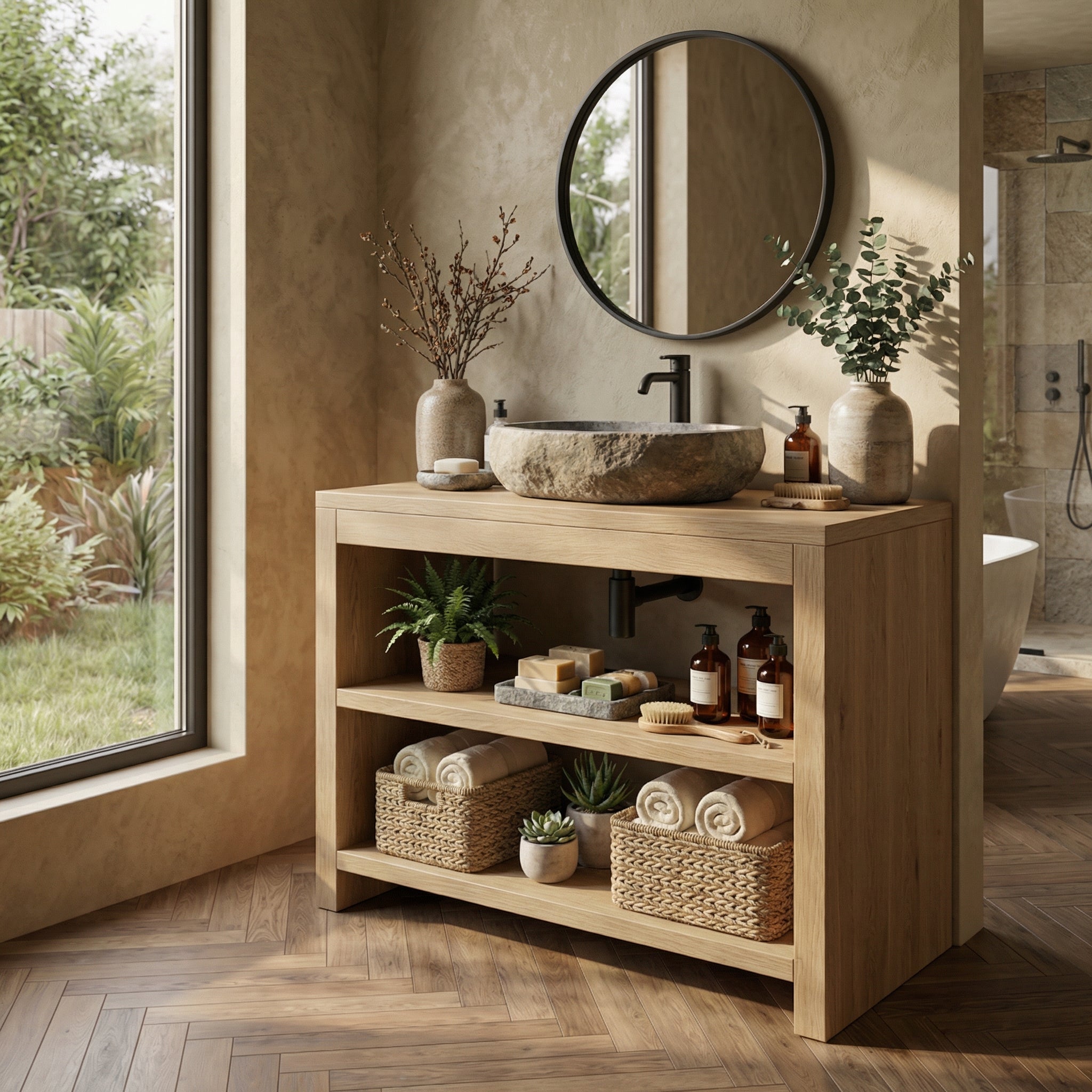 Custom Reclaimed Wood Vanity Bathroom
