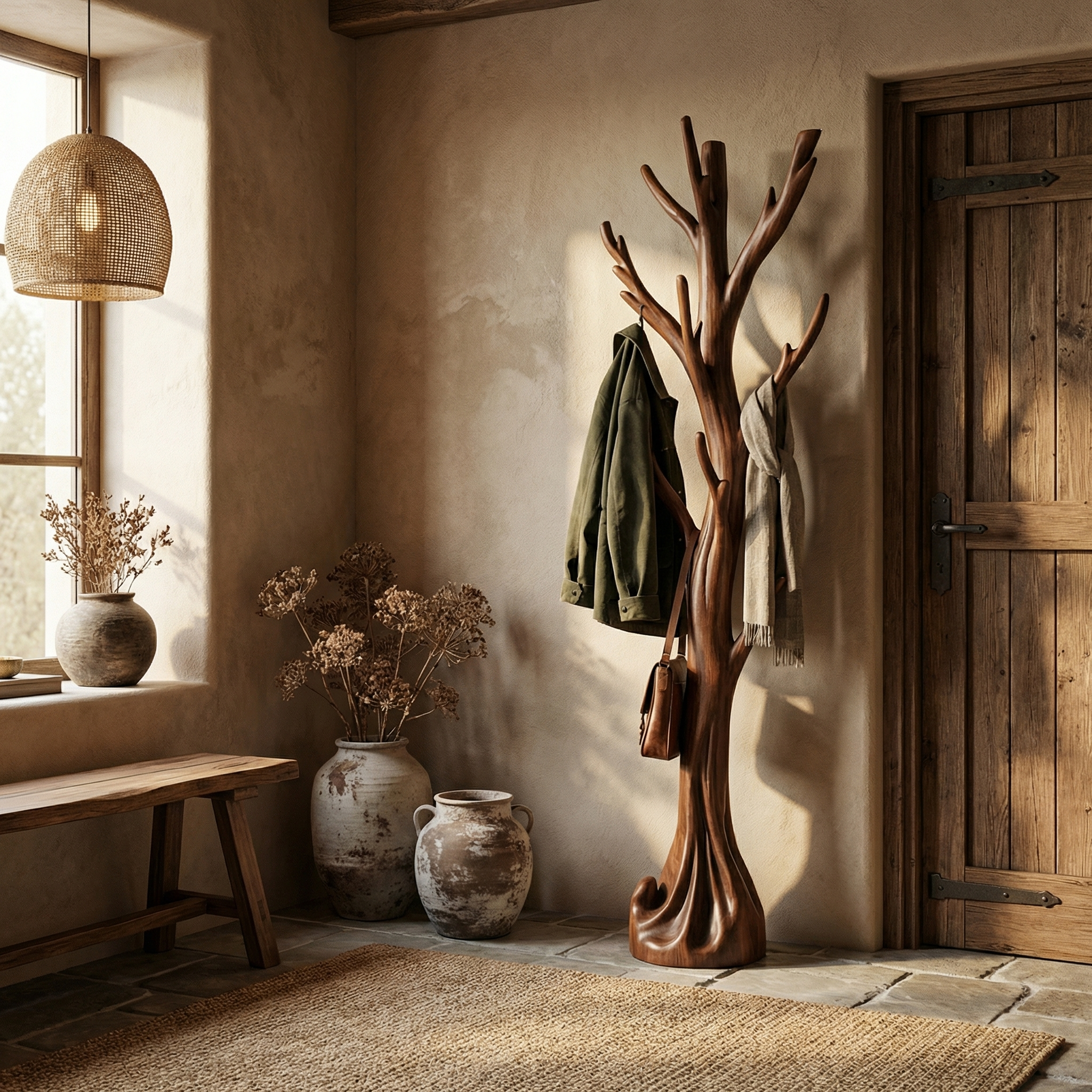 Rustic Tree Coat Rack Entryway Hallway