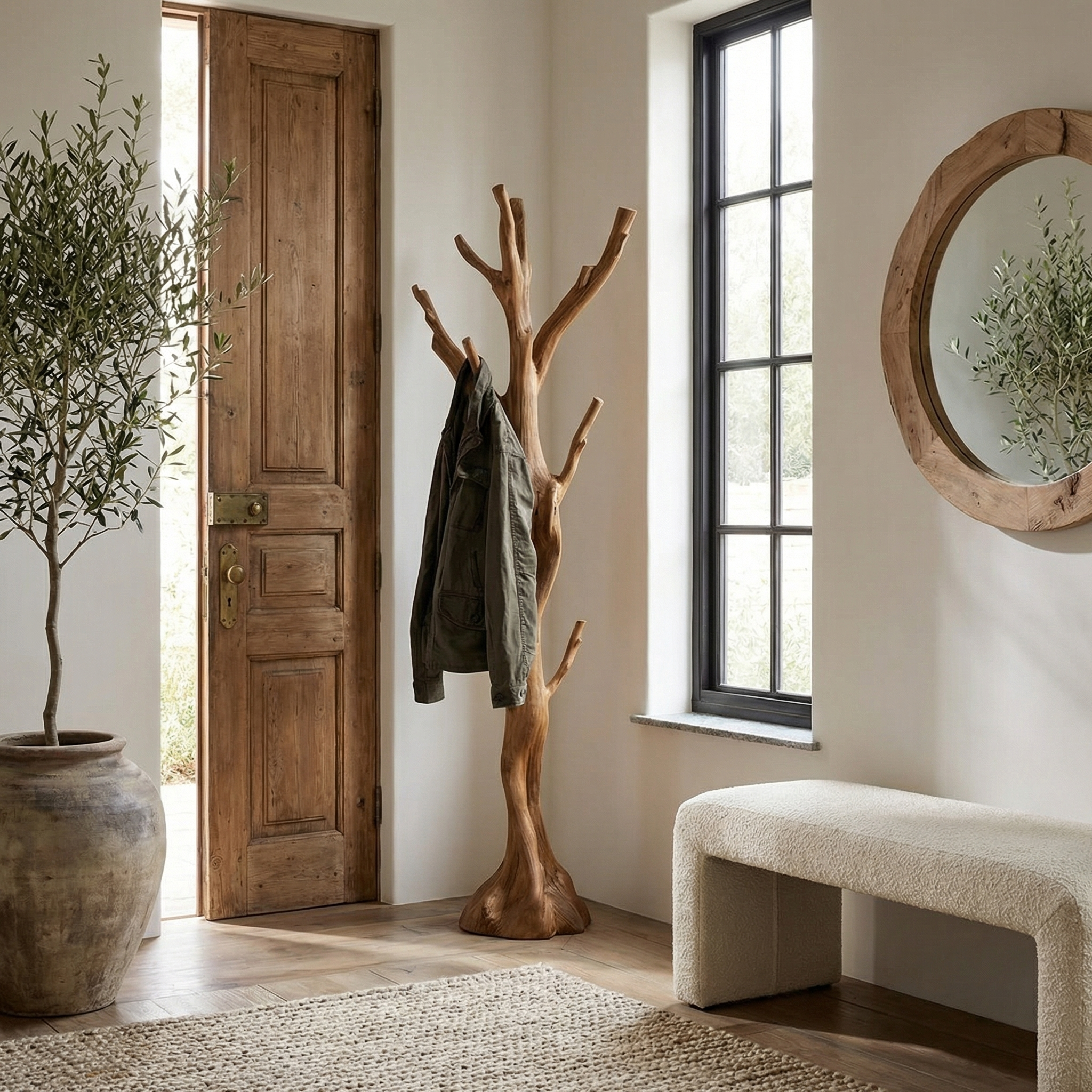 Rustic Tree Coat Rack Entryway Hallway