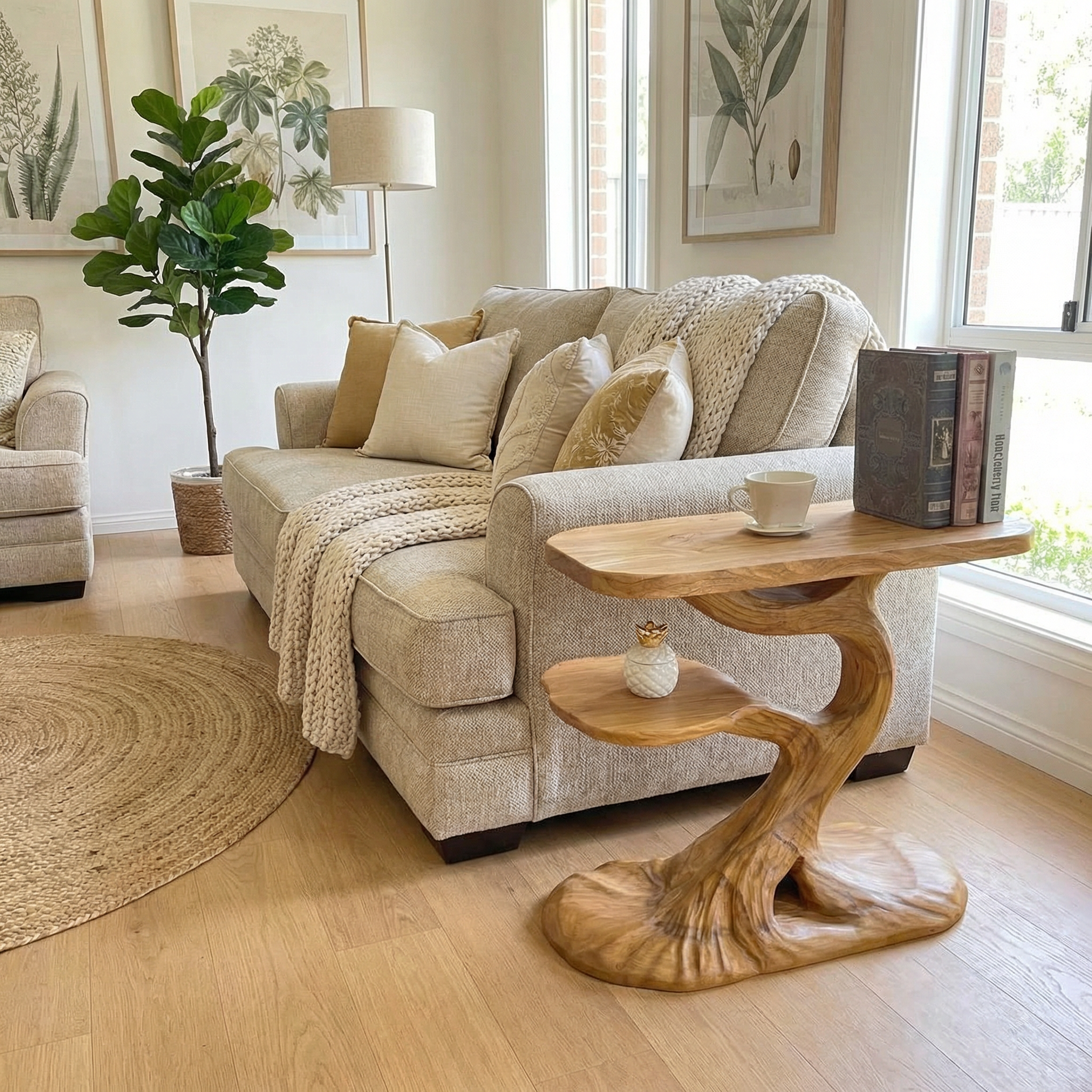 Rustic Tree End Table Living Room