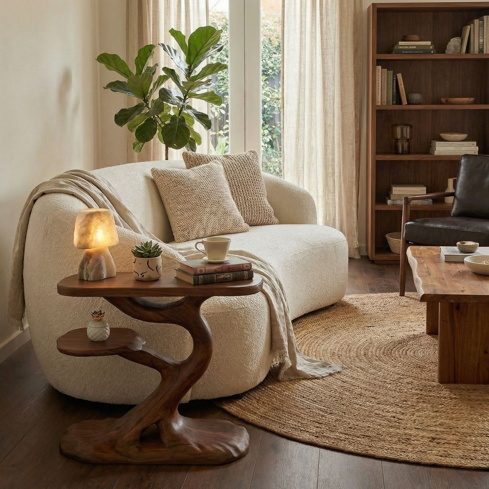 Rustic Tree End Table Living Room