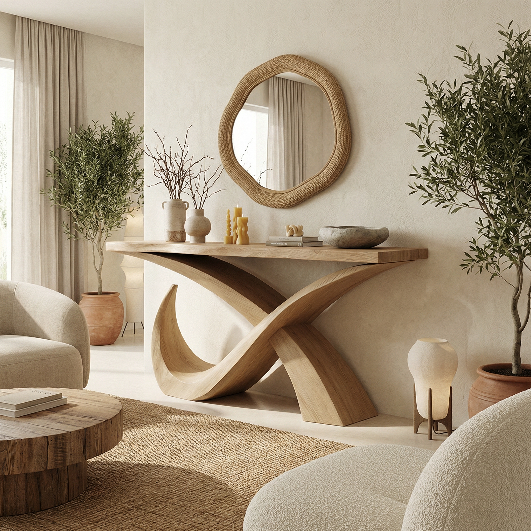 Mid Century Console Table Living Room Entryway