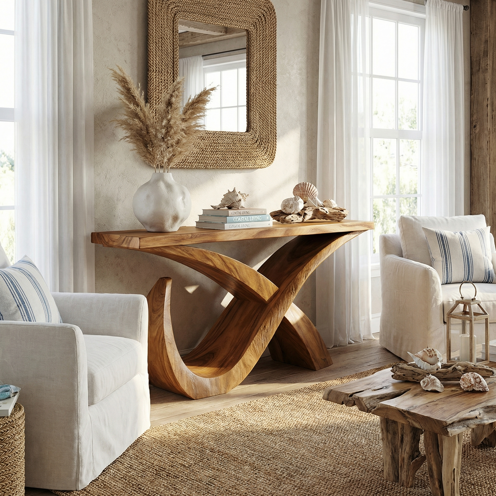 Mid Century Console Table Living Room Entryway