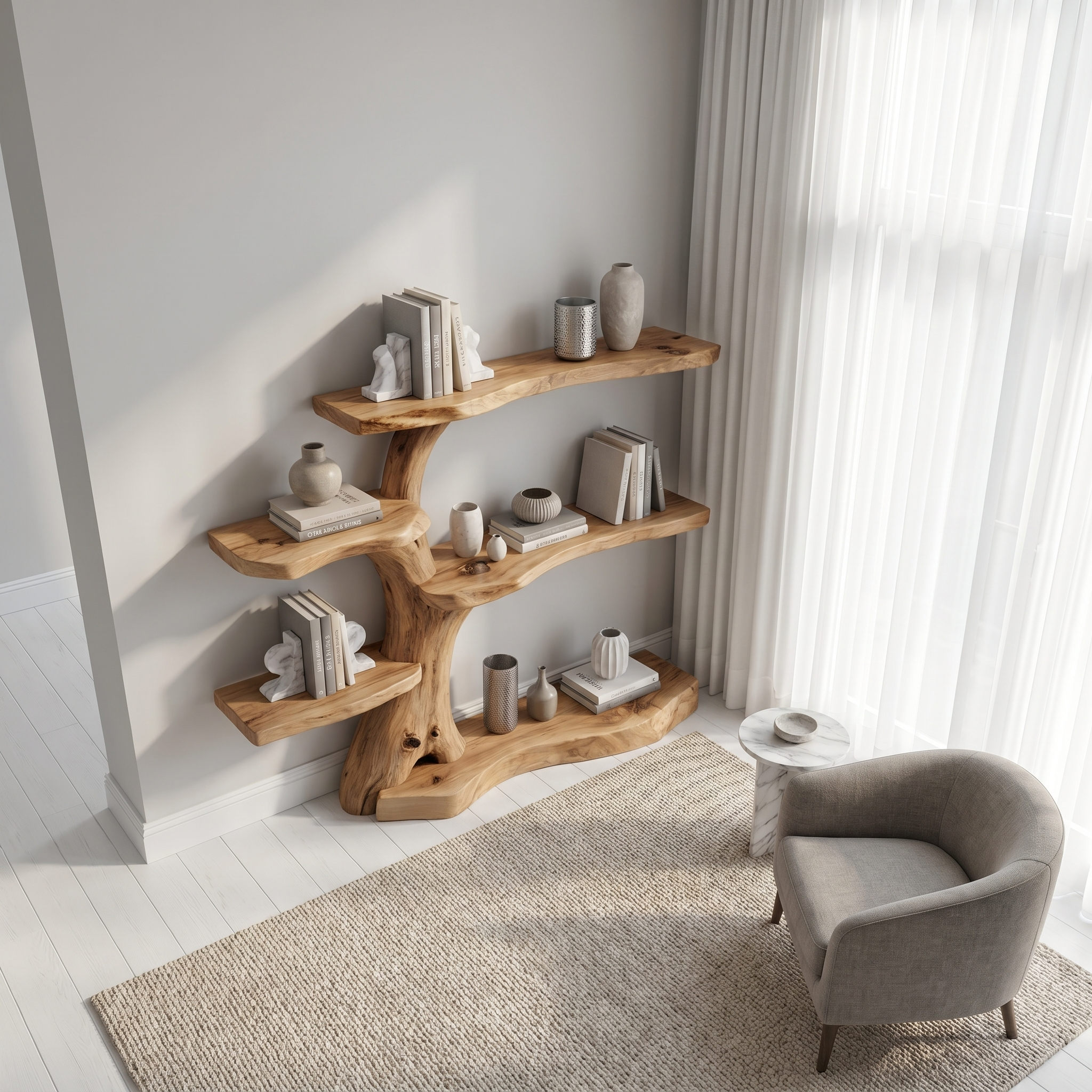 Rustic Corner Tree Bookshelf Kids Room Nursery