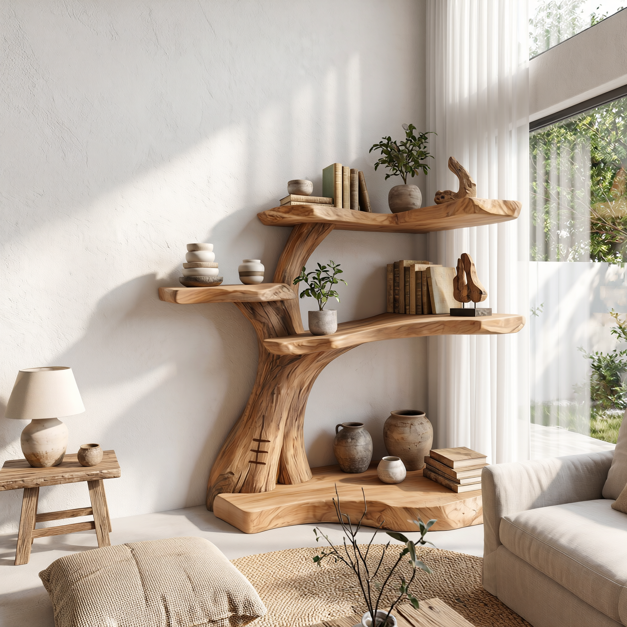 Rustic Corner Tree Bookshelf Kids Room Nursery