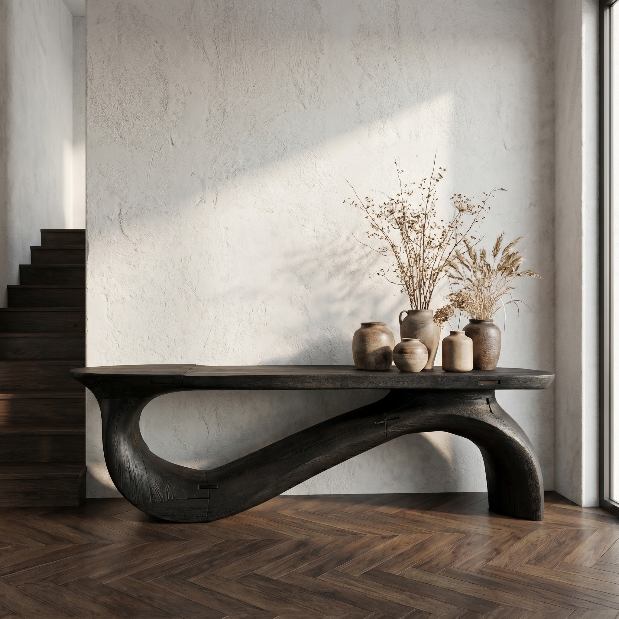 Modern Sculptural Console Table For Living Room And Entryway