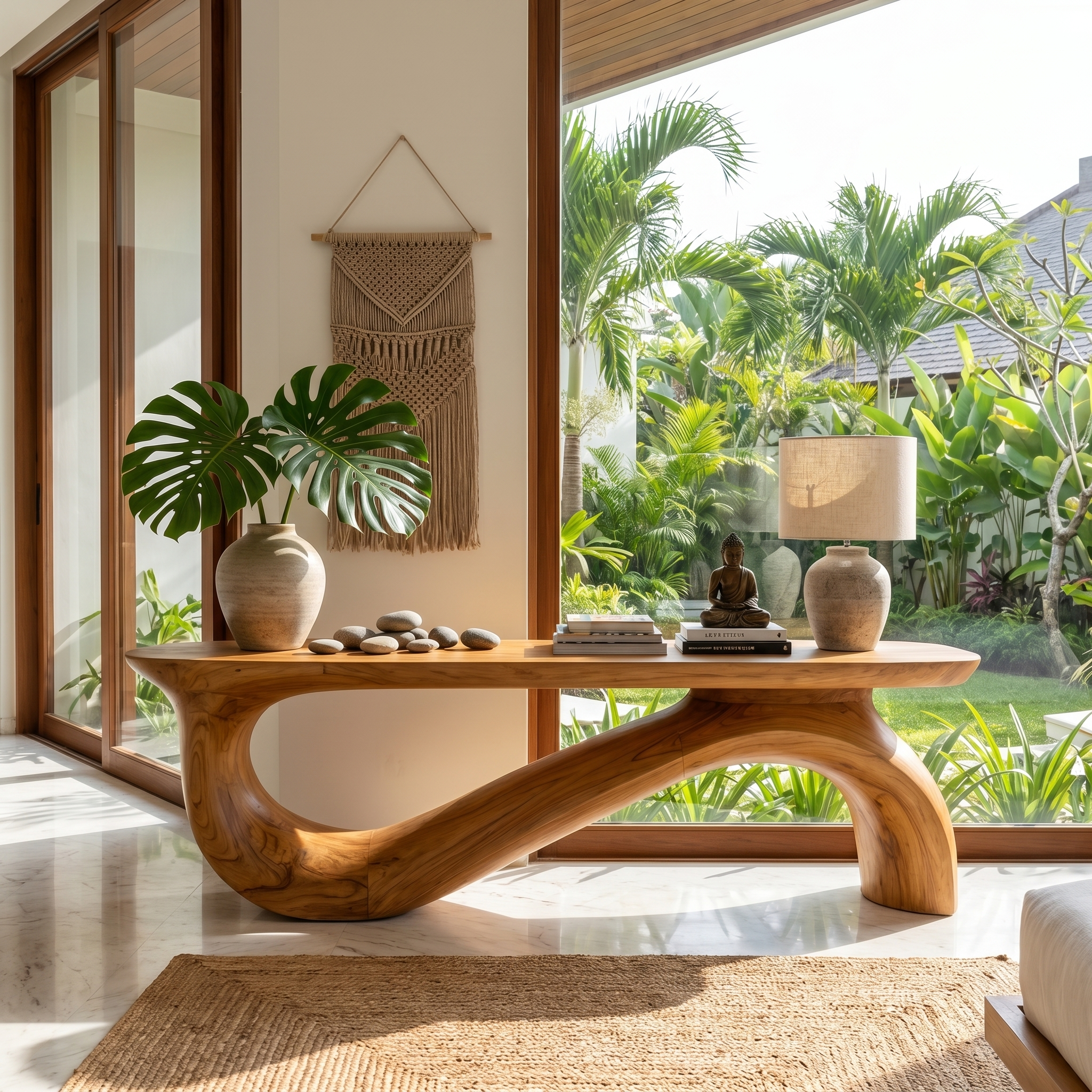Modern Sculptural Console Table For Living Room And Entryway