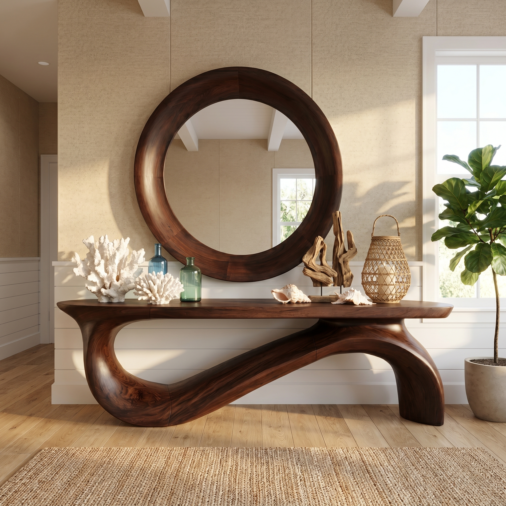 Modern Sculptural Console Table For Living Room And Entryway