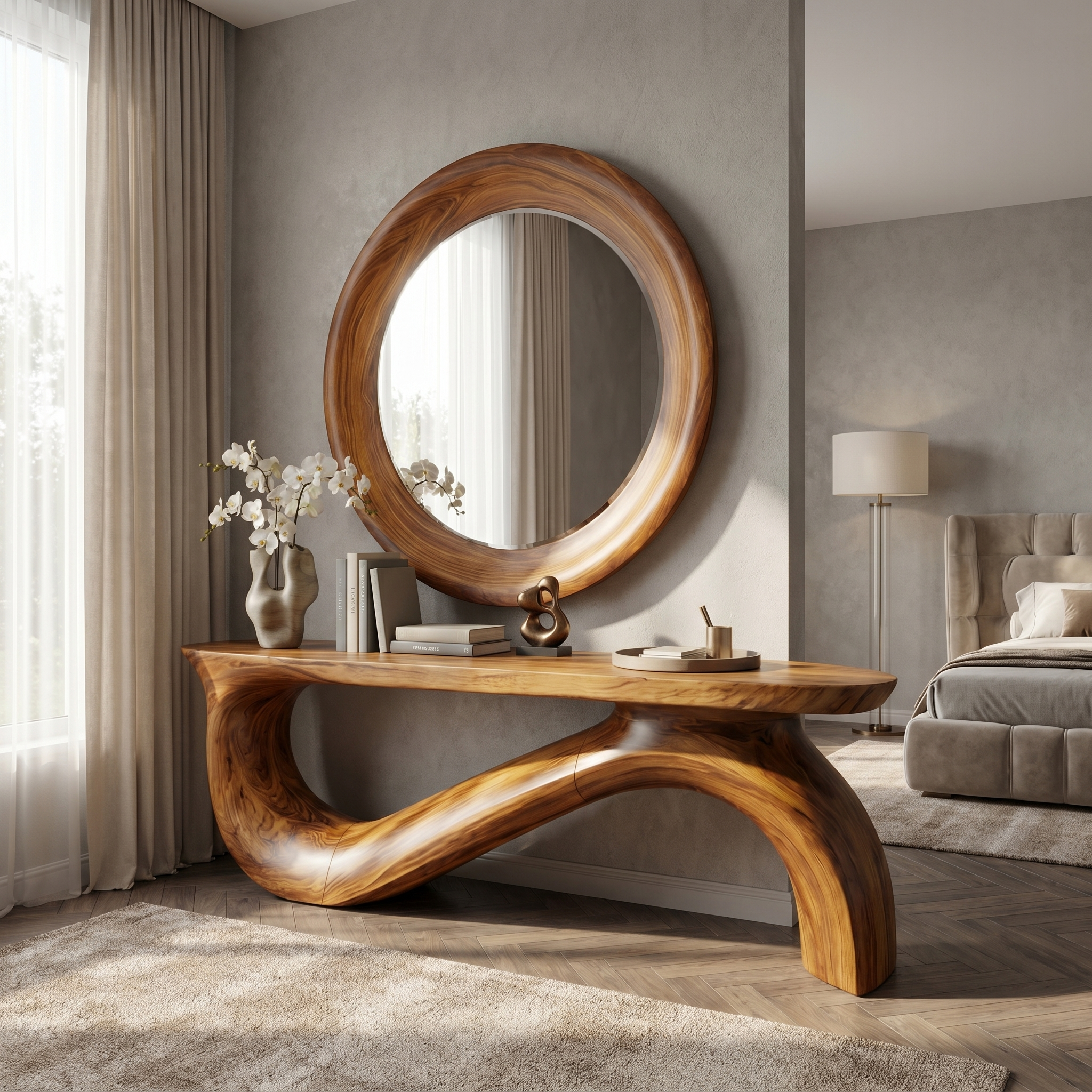Modern Sculptural Console Table For Living Room And Entryway
