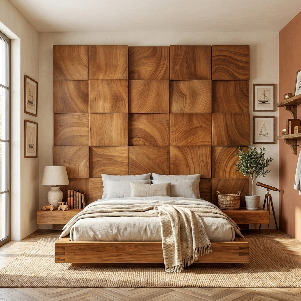 Wood Headboard Panels Solid Wood Wall Decor Bed Room