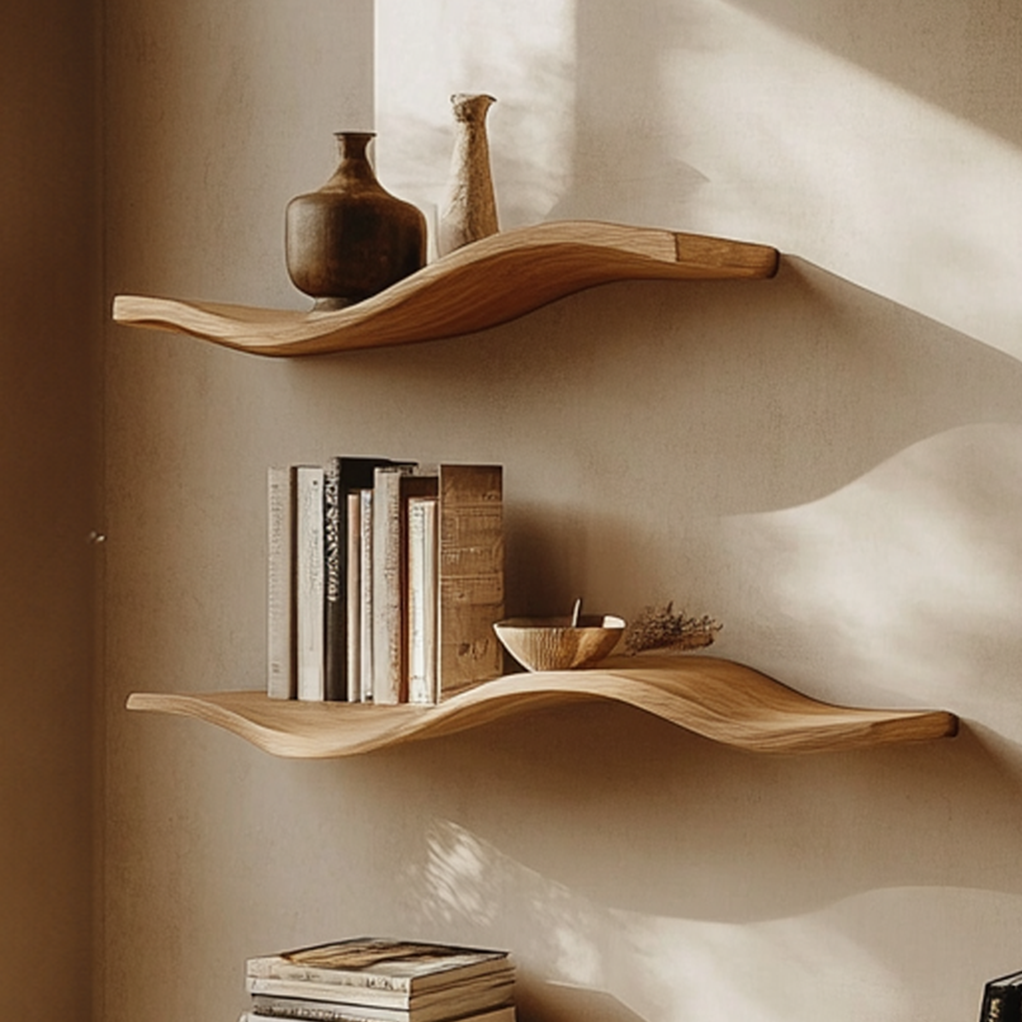 Oak Wavy Floating Shelf Custom Floating Shelf