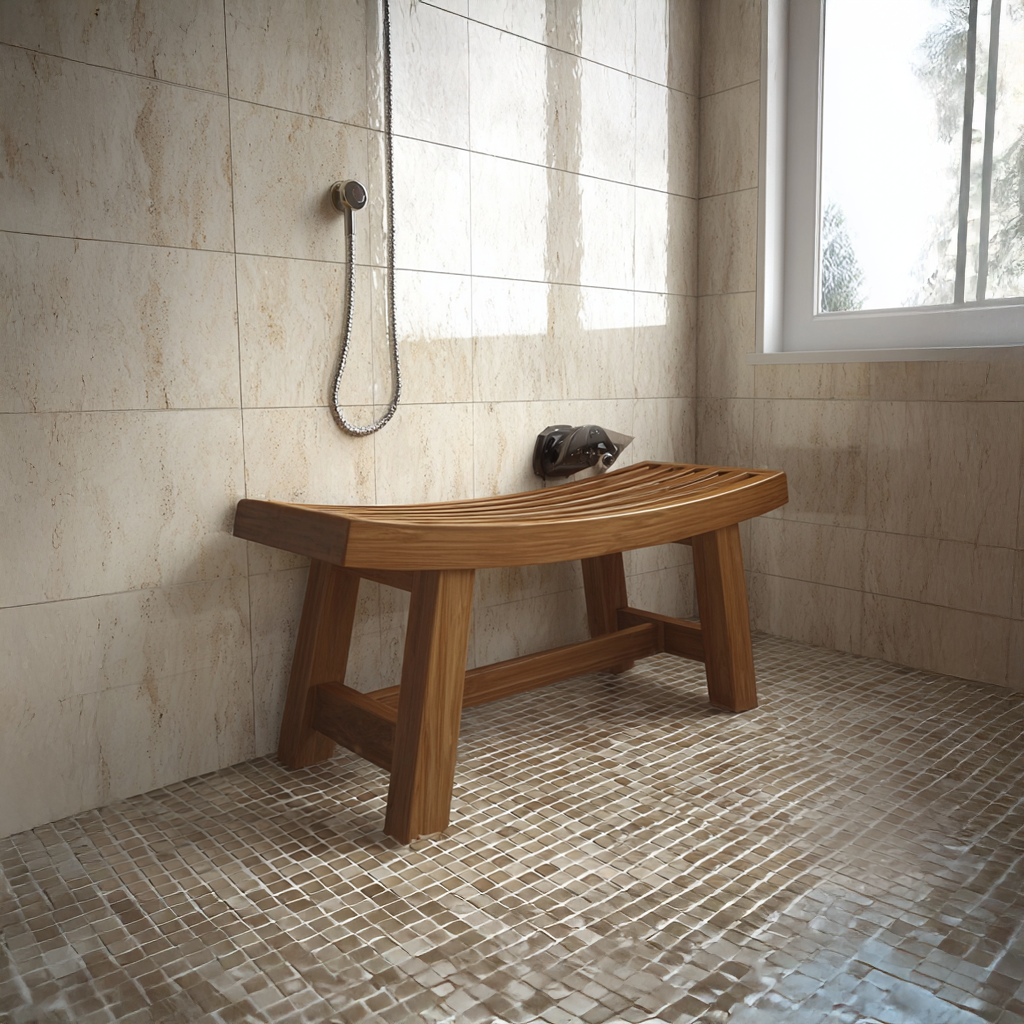 Mid Century Bench Bathroom Spa Seat Entryway