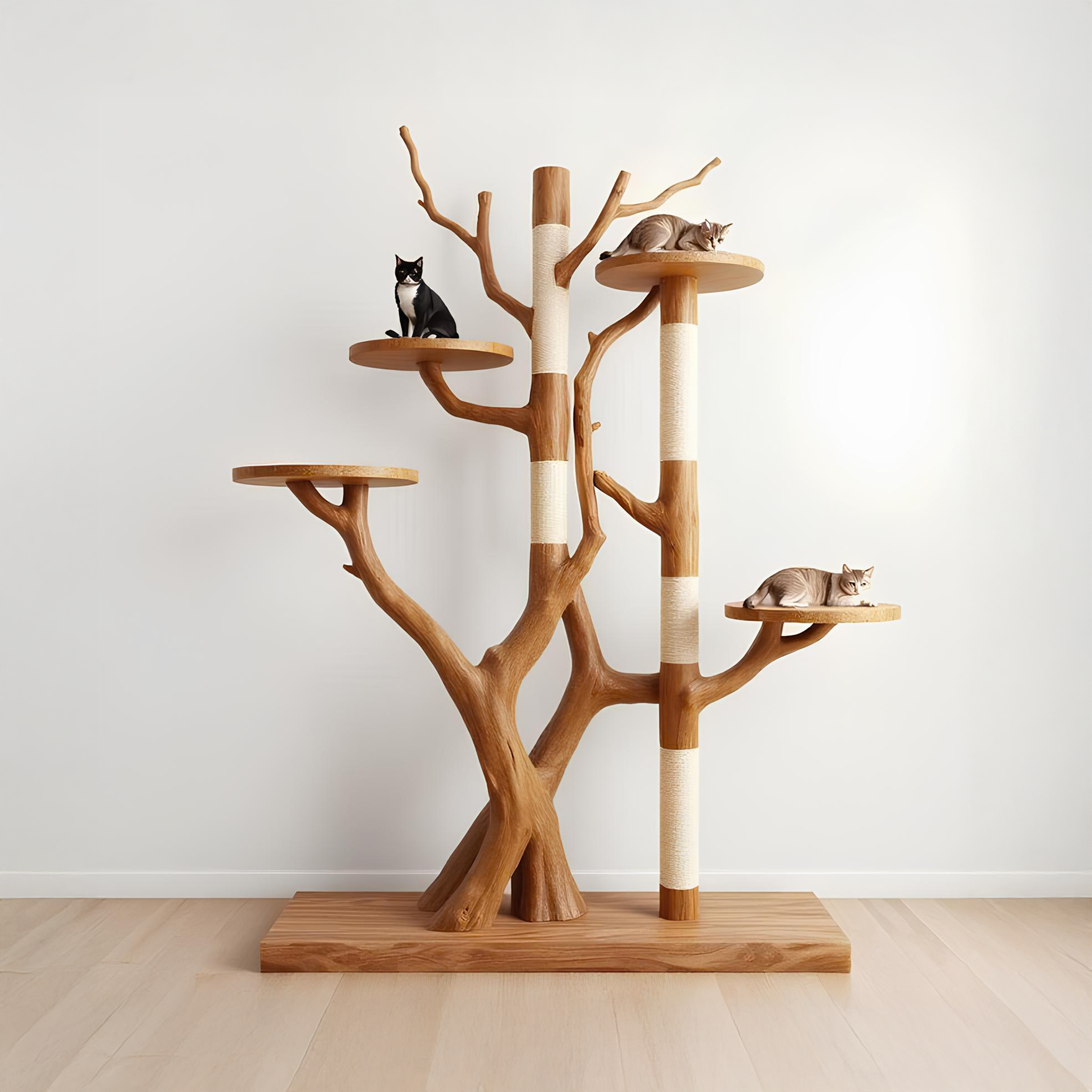 Rustic Tree Cat Tower Modern Living Room