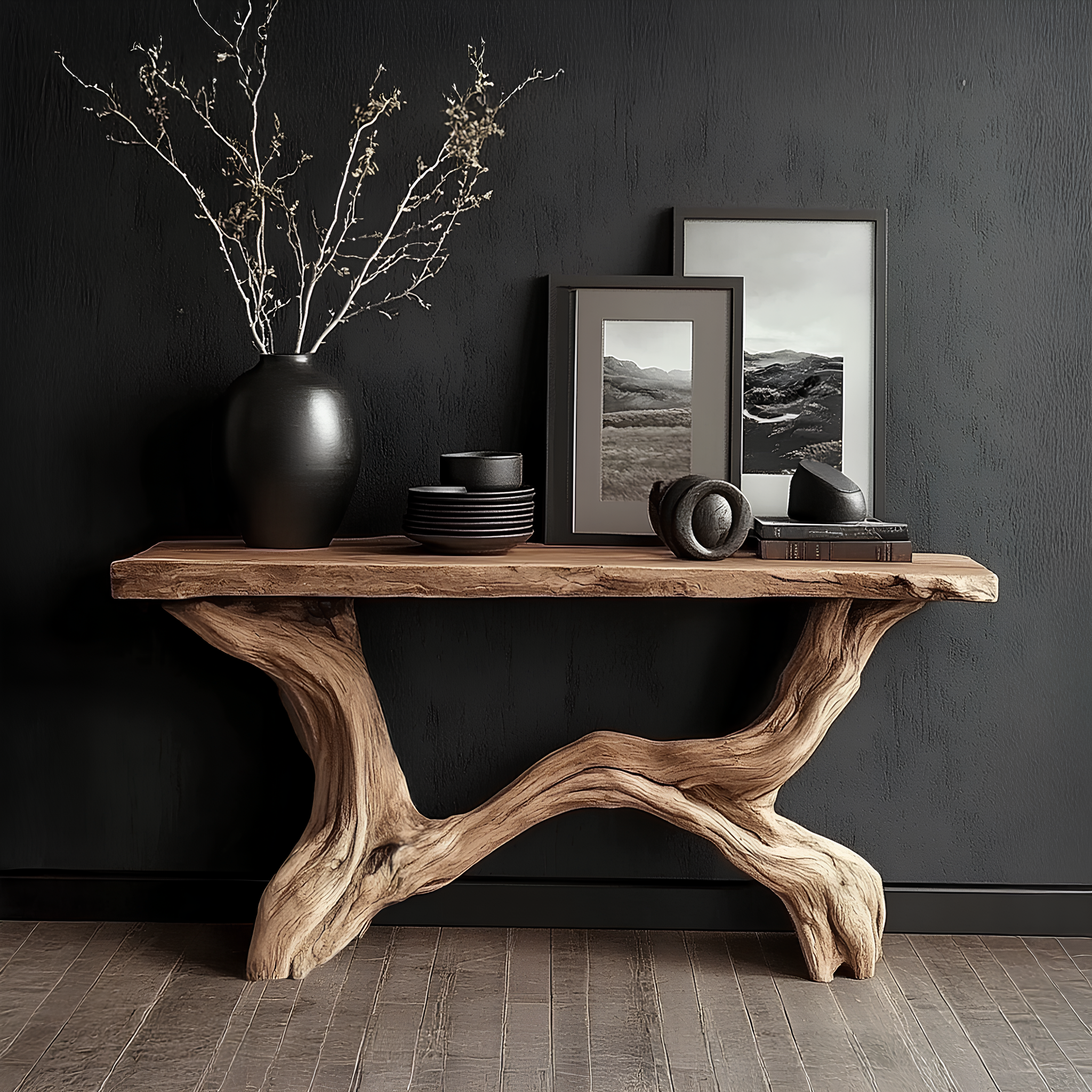 Live Edge Console Table Solid Wood Rustic Driftwood Gift