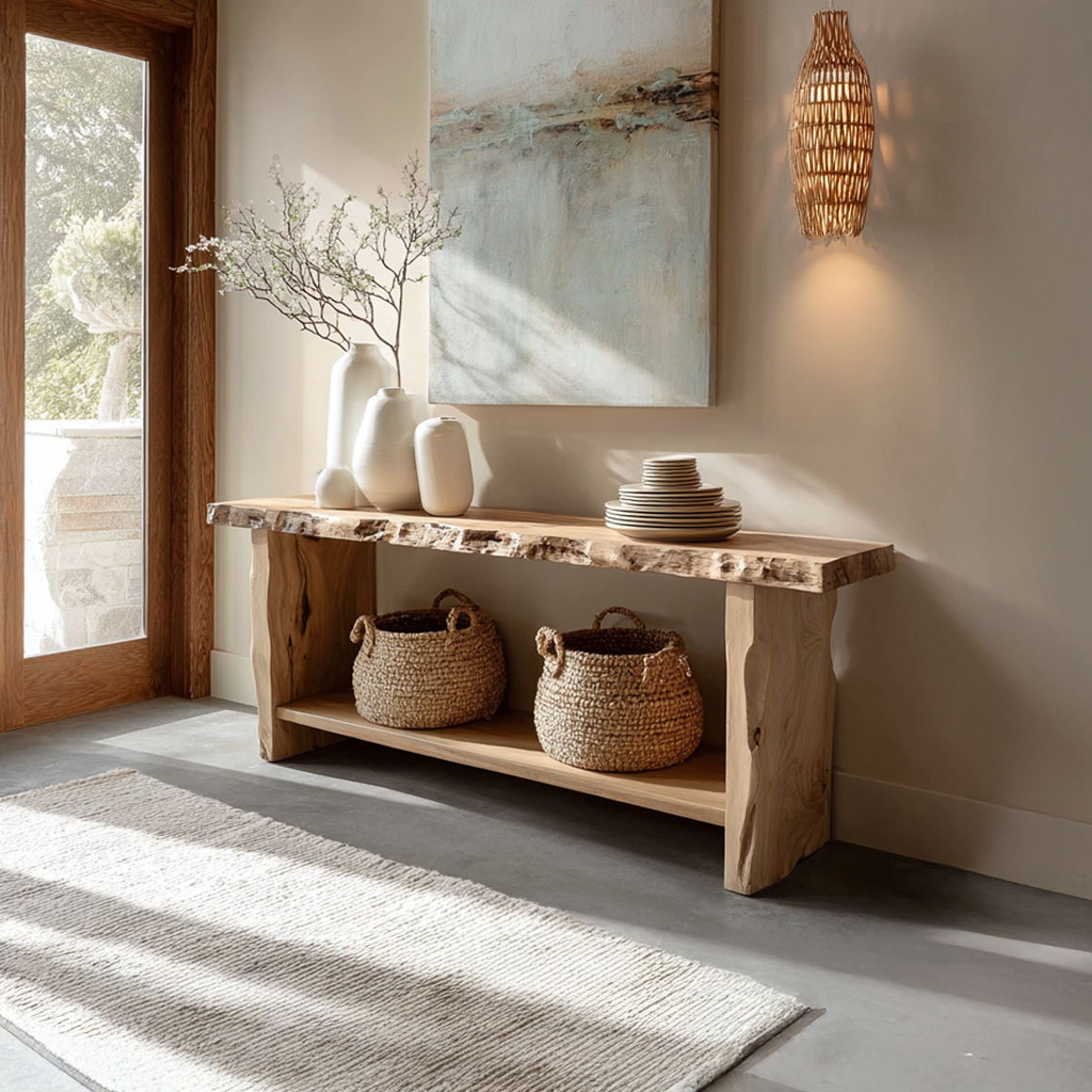 Rustic Live Edge Console Table Dining Room Entryway