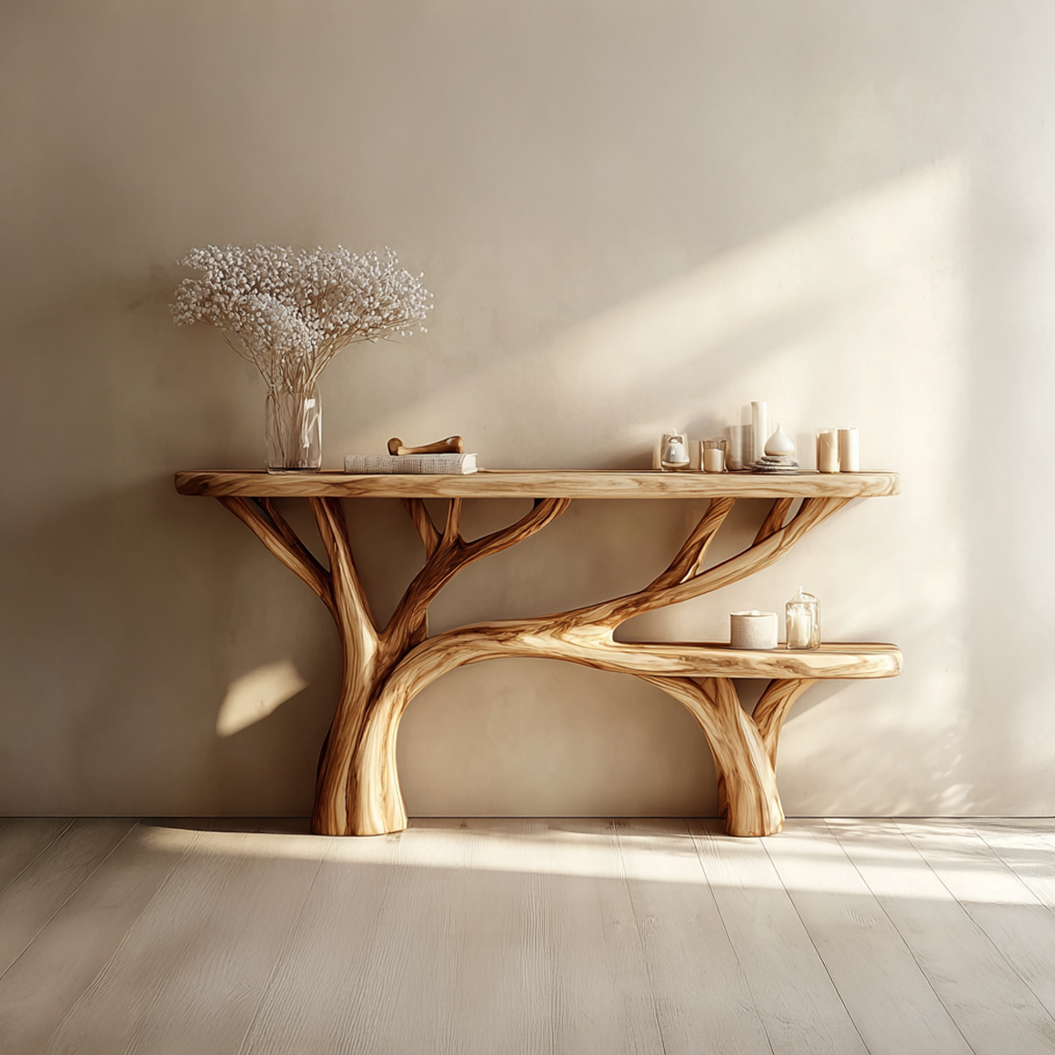 Rustic Tree Design Console Table Living Room Entryway
