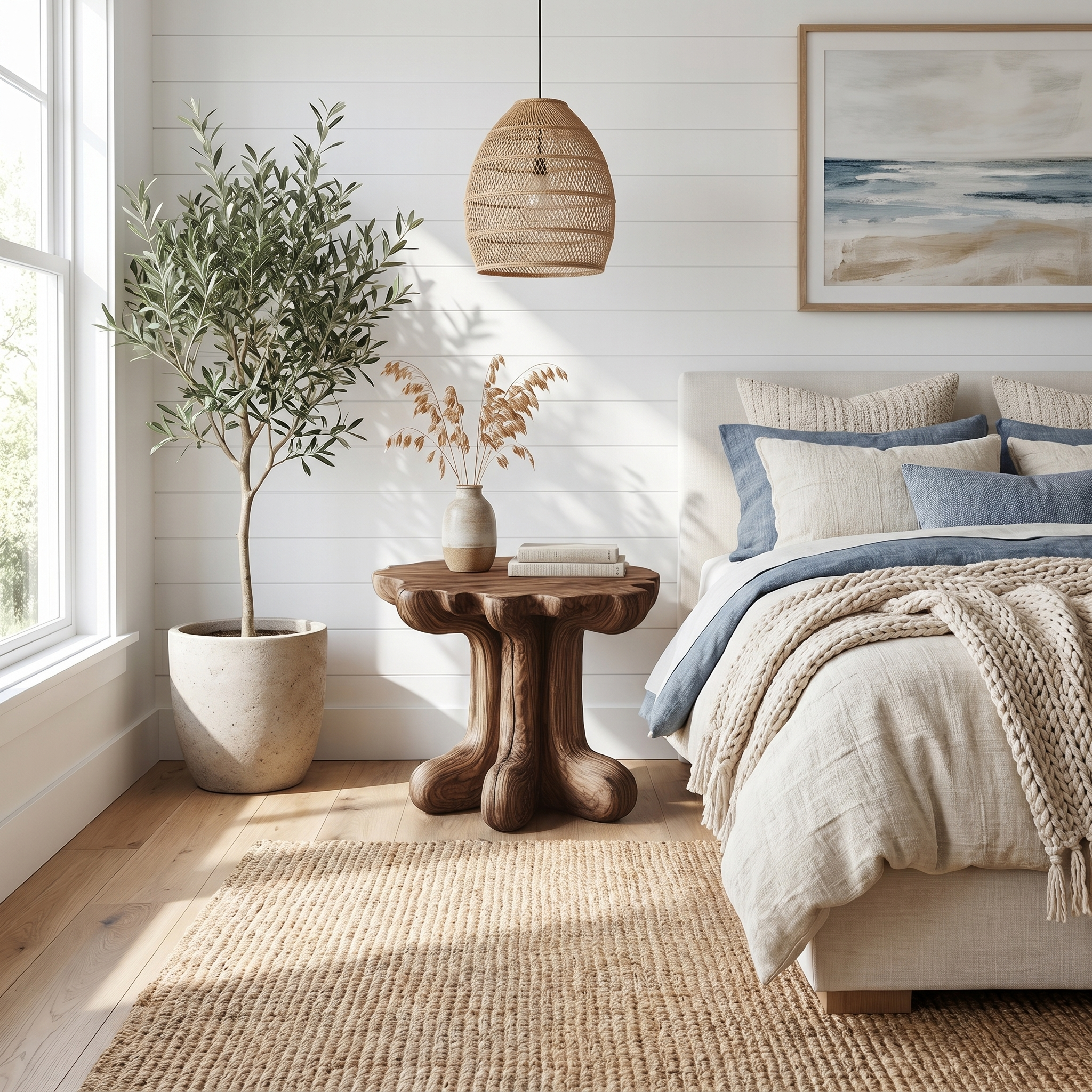 Rustic End Table Christmas Natural Living Room Display
