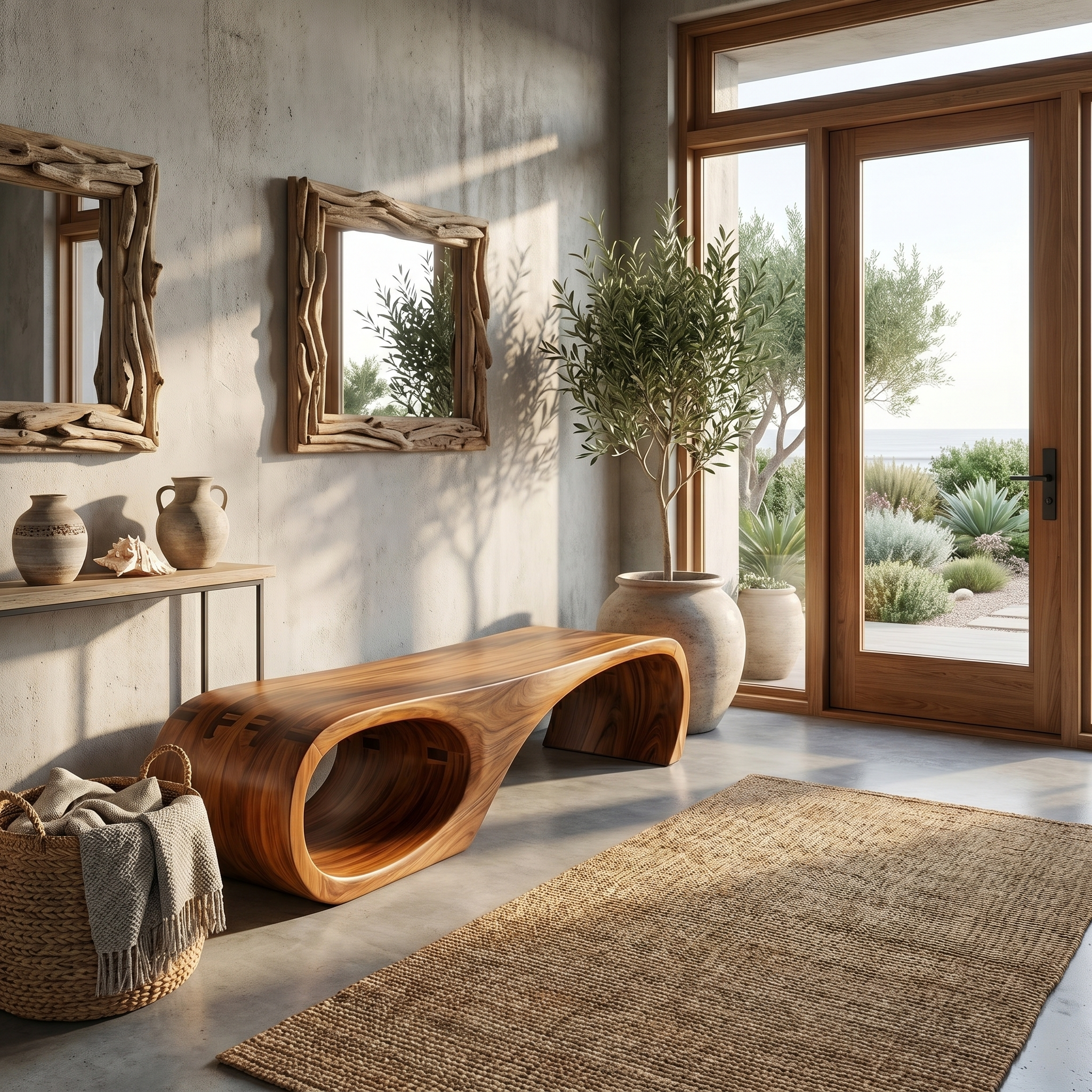 Modern Sculptural End Of Bed Bench For Bedroom And Interior Decor