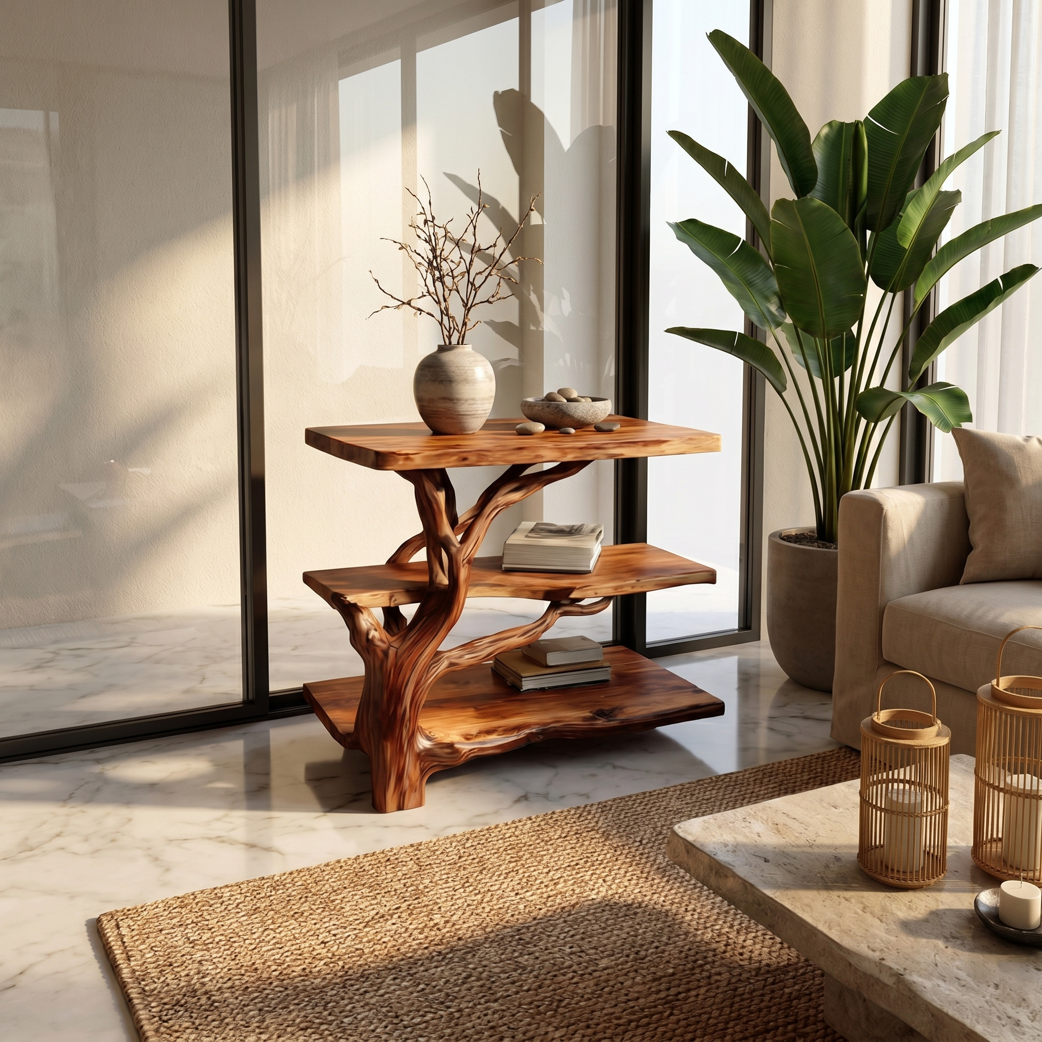 Rustic Tree Bedside Table Bedroom