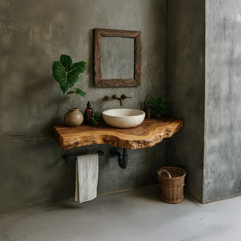 Rustic Floating Shelf Vanity Bathroom