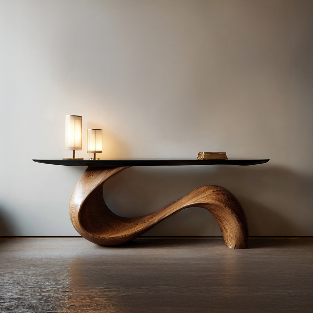 MidCentury Sculptural console Table Entryway