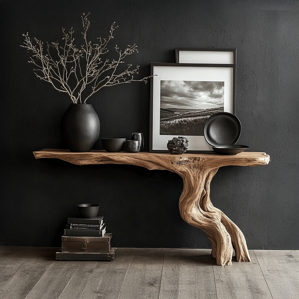 Rustic Console Table Driftwood Live Edge Natural Wood Gift
