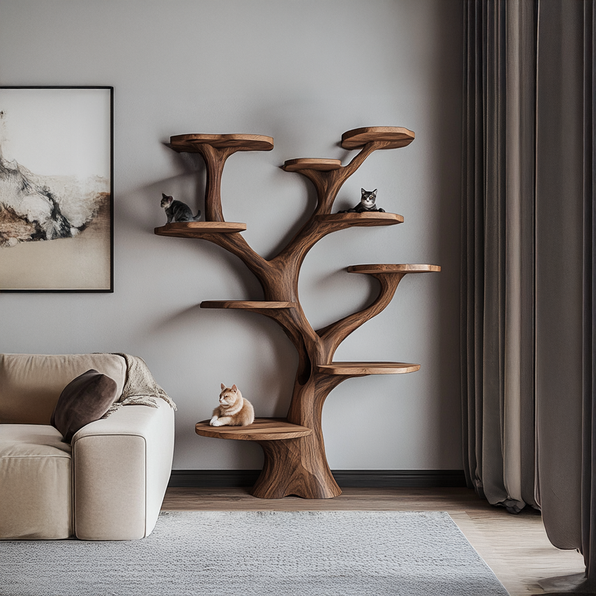 Rustic Handcrafted Cat Tree Furniture Contemporary Interiors