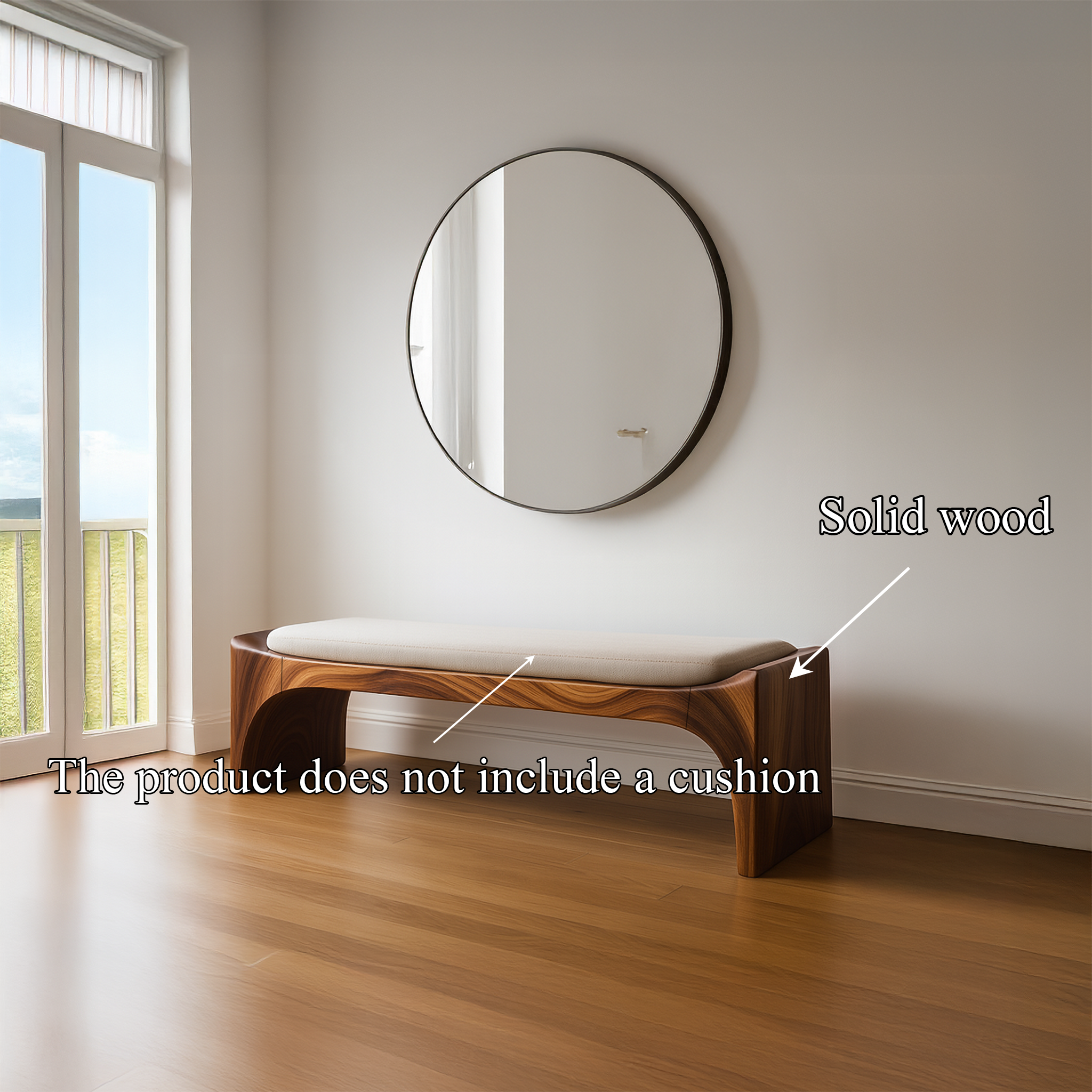 Mid Century Modern Bench Entryway Accent Seating Living