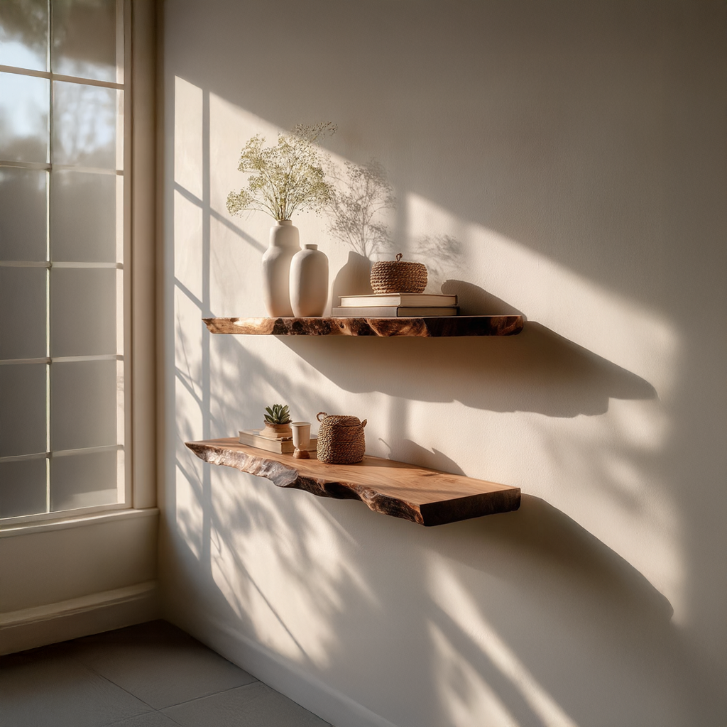 Rustic Floating Shelf Family Room
