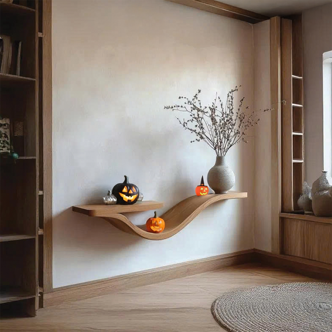 Mid Century Halloween Curved Shelf Bedroom