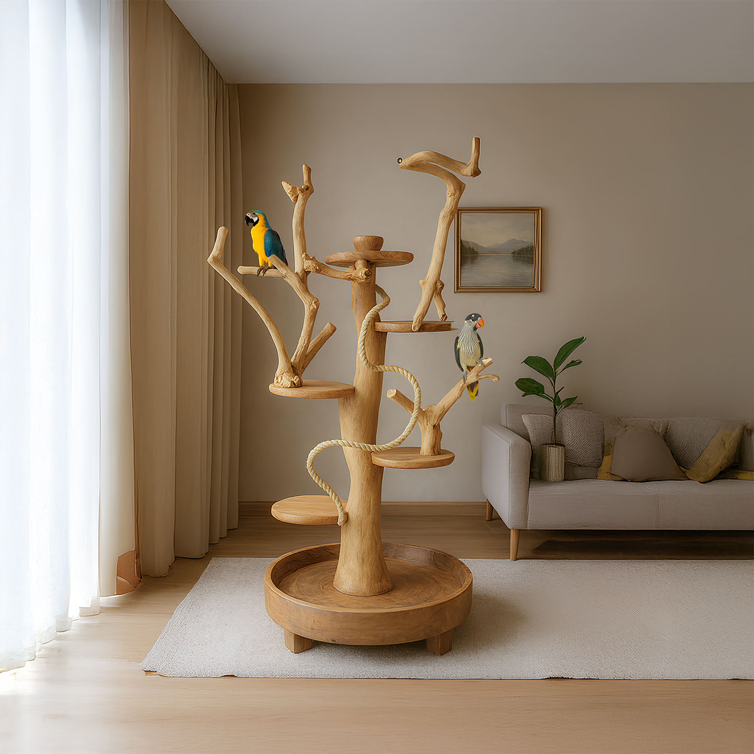 Natural Tree Parrot Playground For Living Room And Bird Space