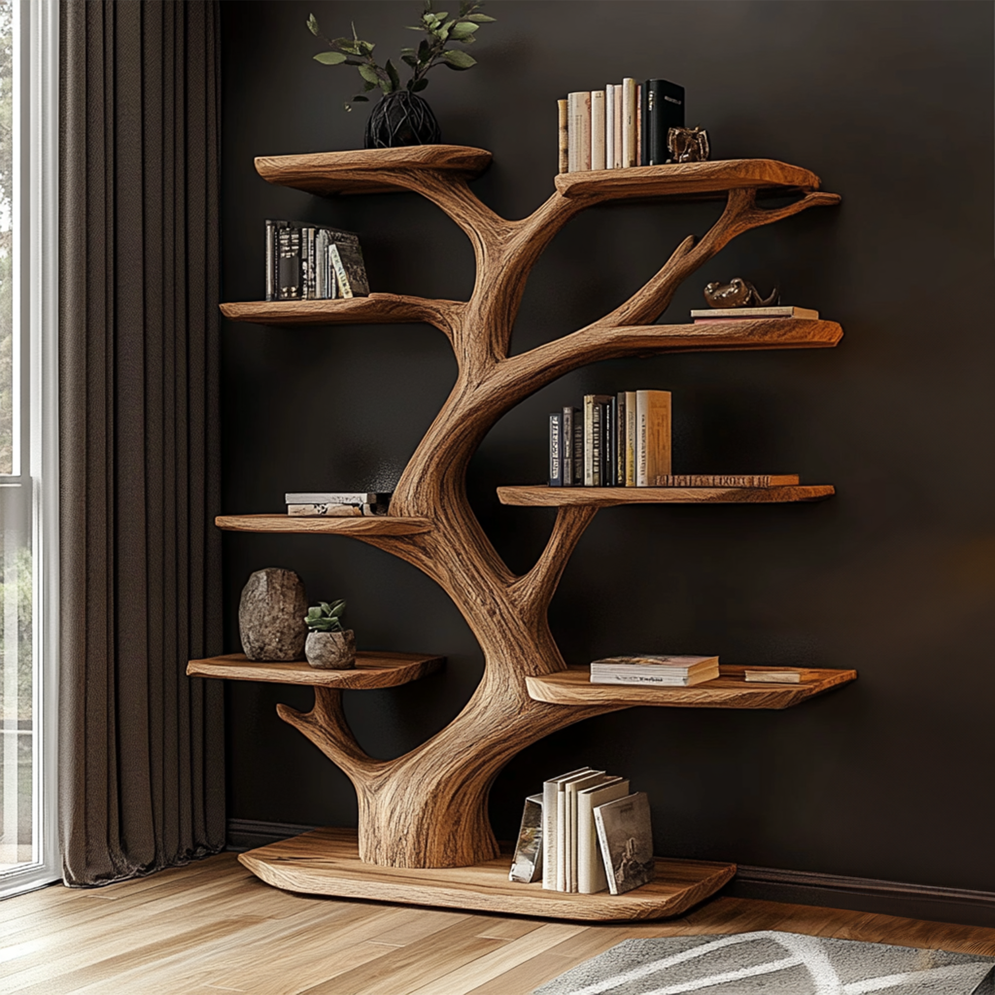 Rustic Tree Wall Shelf Holiday Decor For Bedroom