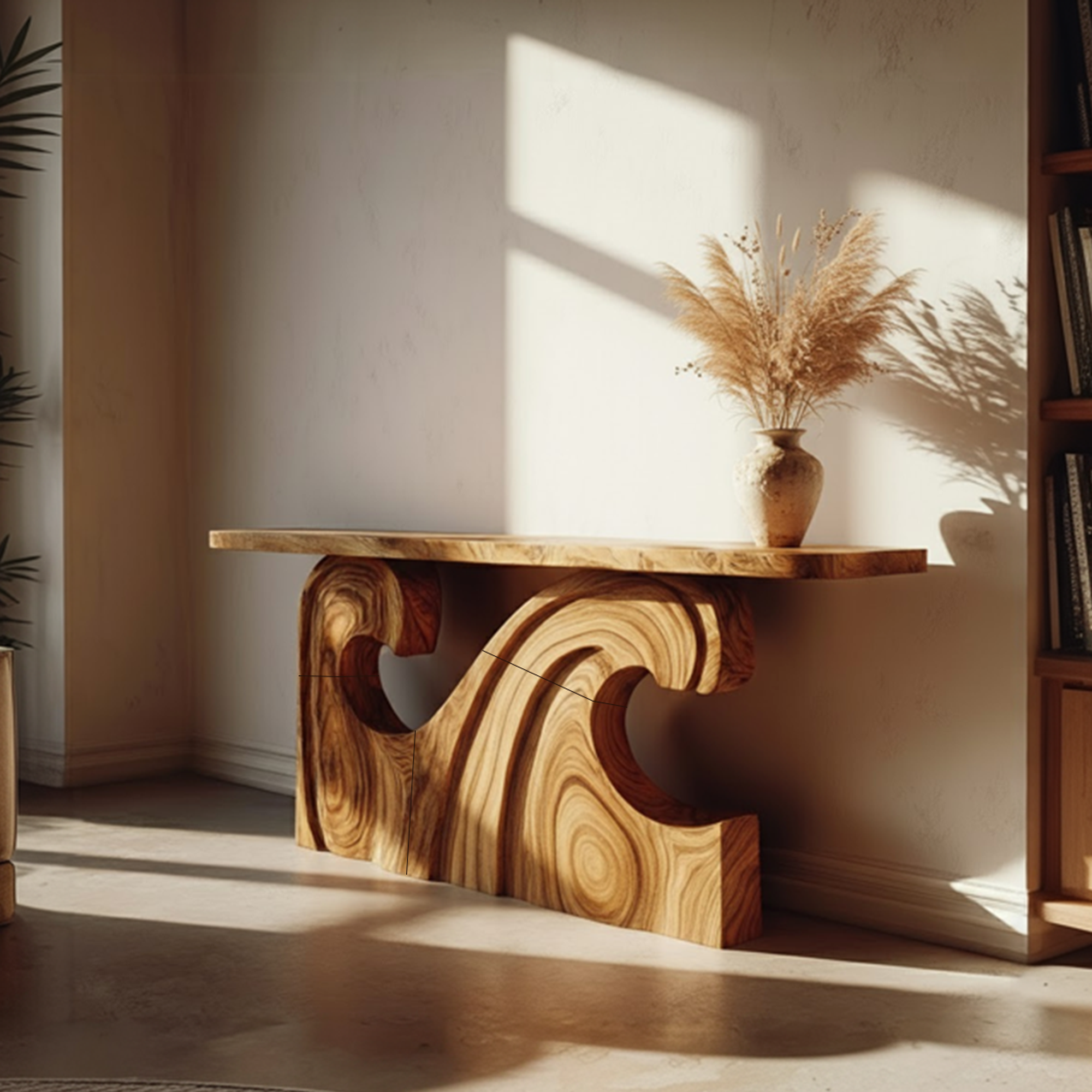 Mid Century Modern Console Table Unique Wave Design Entryway