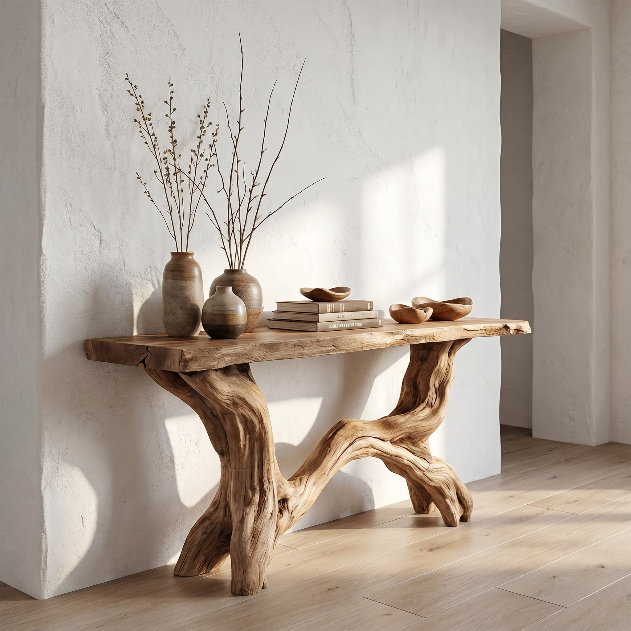 Live Edge Console Table Solid Wood Rustic Driftwood Gift