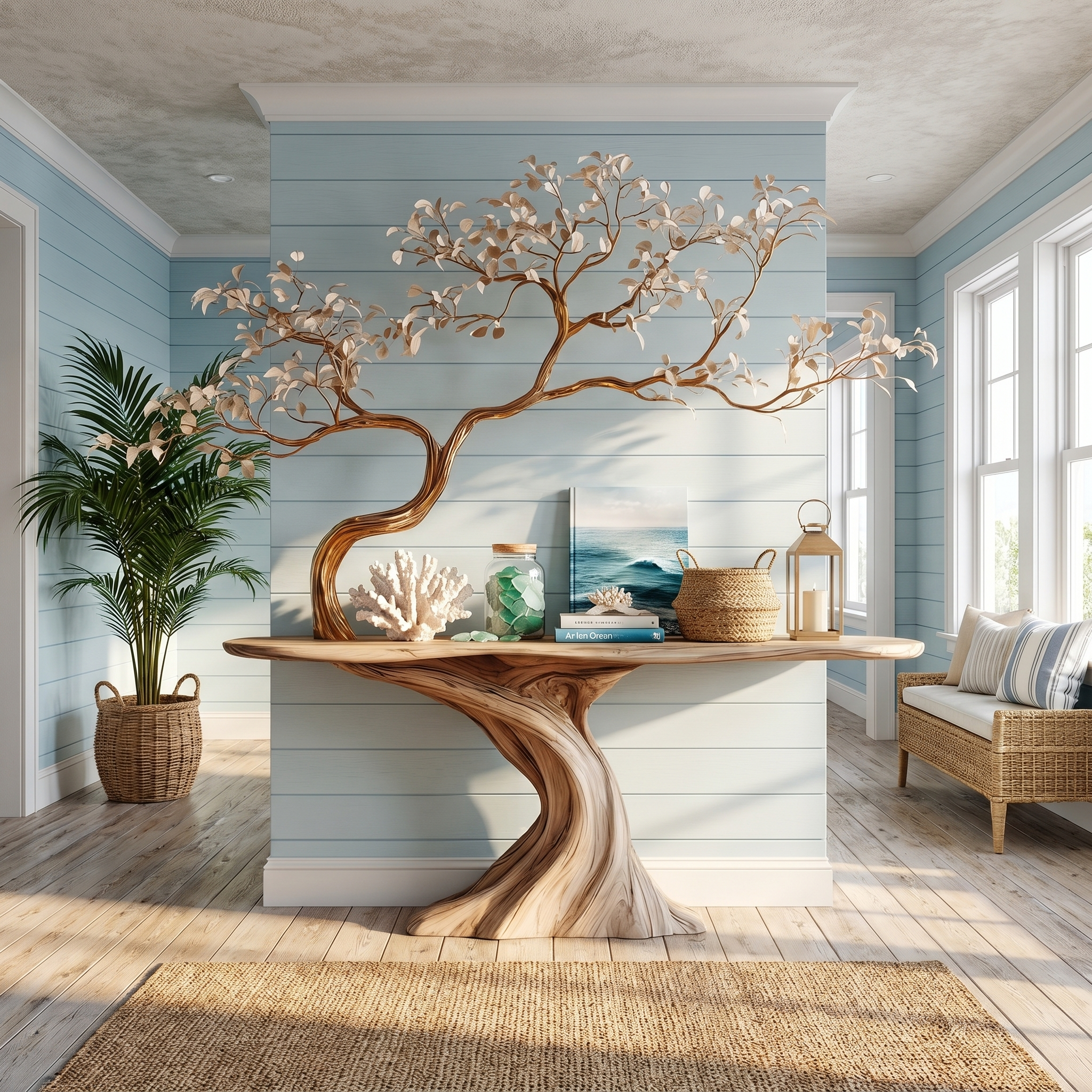 Midcentury Tree Console Table Entryway
