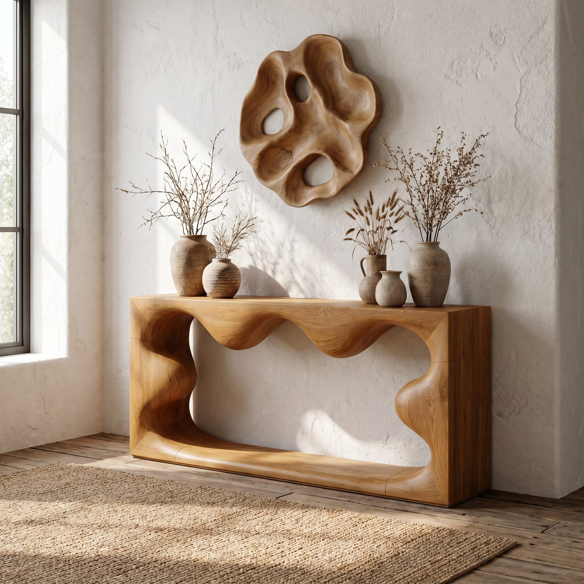 Midcentury Curved Console table Living Room