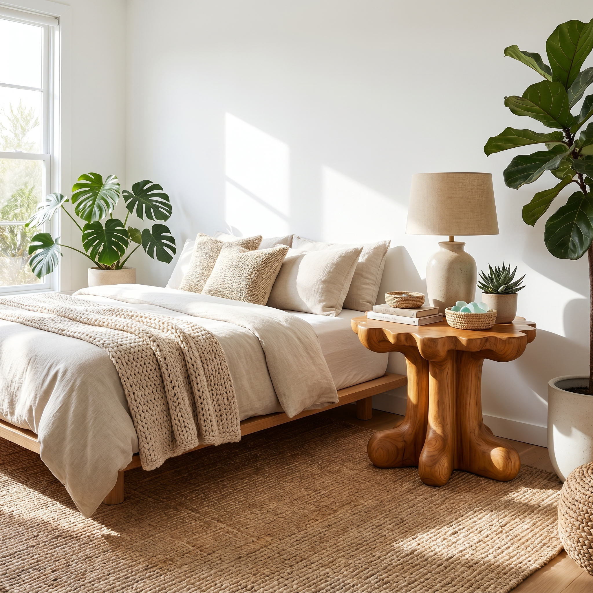 Rustic End Table Christmas Natural Living Room Display
