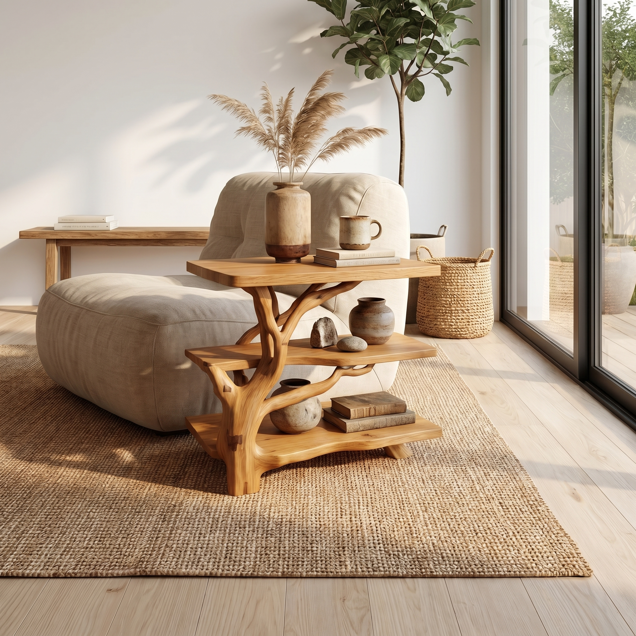 Rustic Tree Bedside Table Bedroom