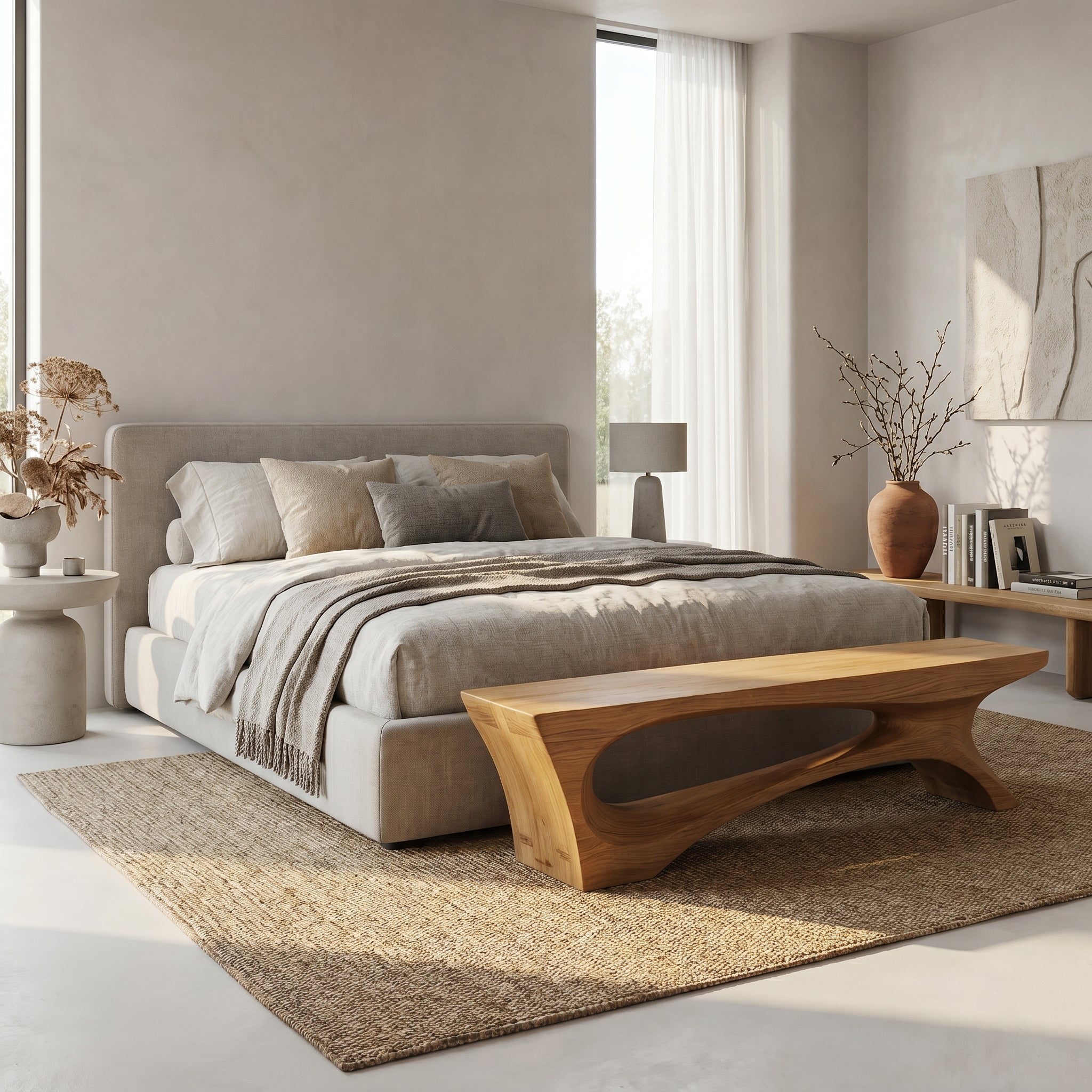 Rustic Contemporary Void Bench For Entryway And Interior