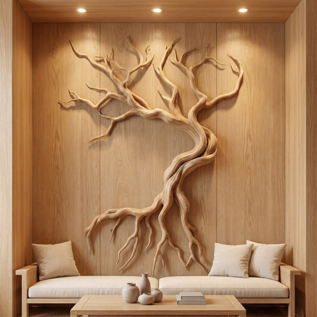 Modern Tree Branch Sculpture Wall Decor Living Room