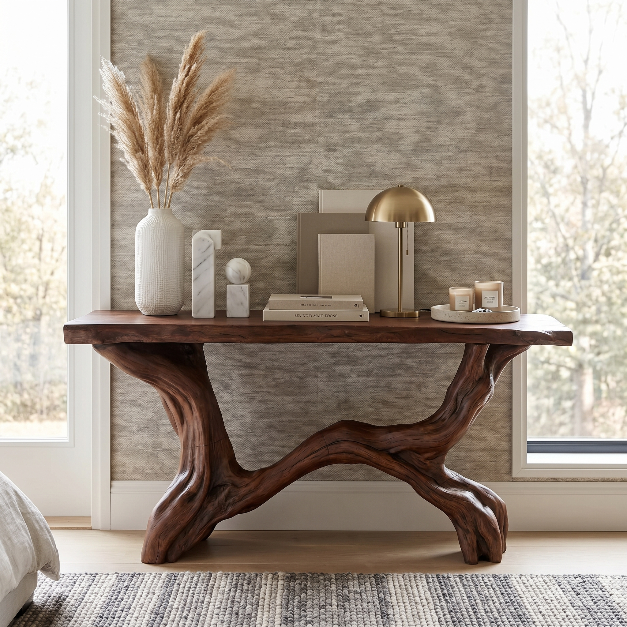 Live Edge Console Table Solid Wood Rustic Driftwood Gift