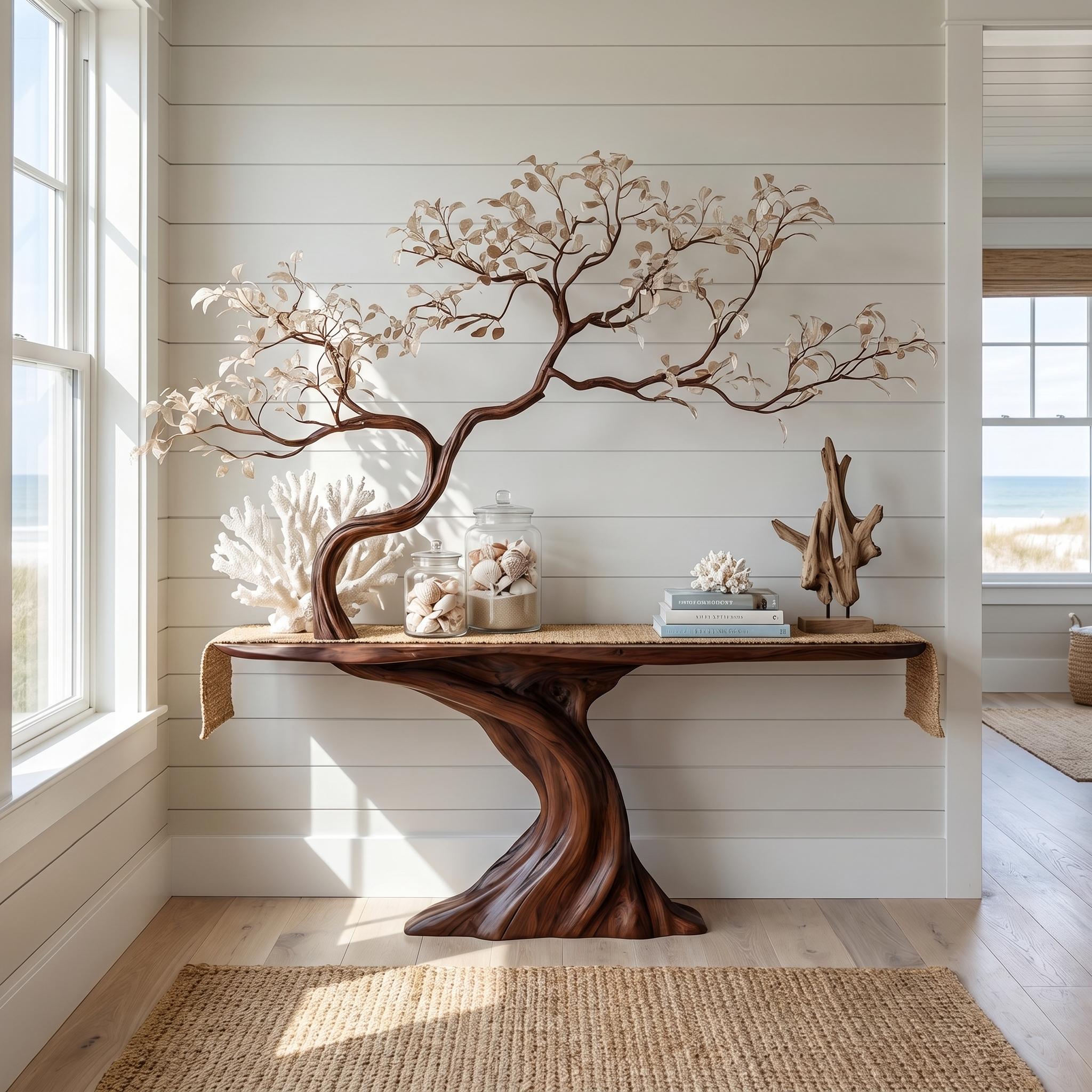 Midcentury Tree Console Table Entryway